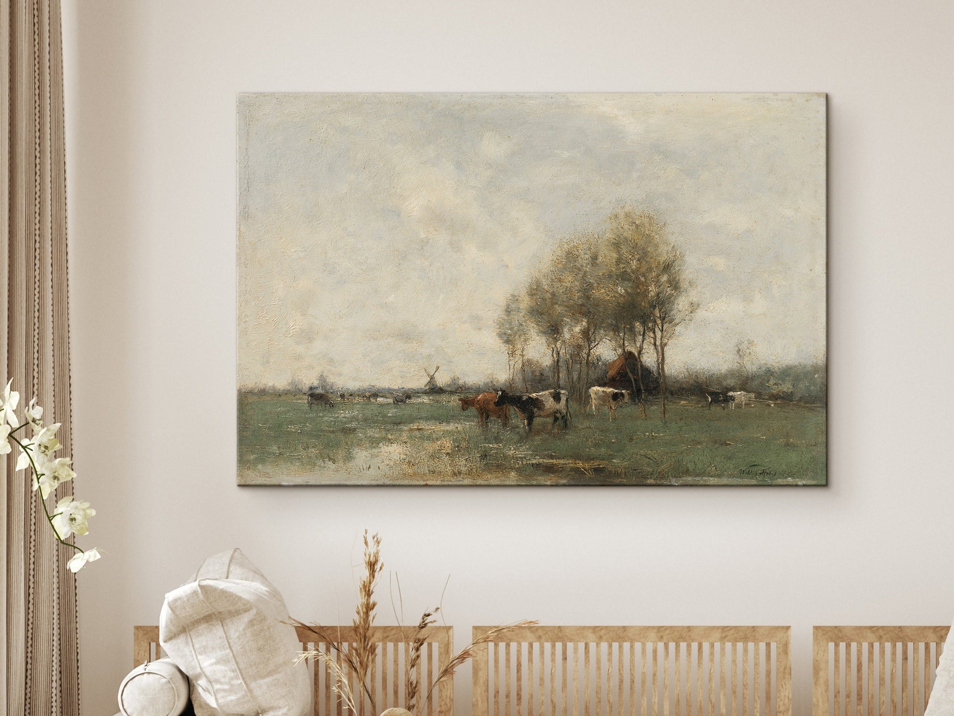 Cows grazing Framed Canvas Print | Large Framed Canvas Print with hanging kit