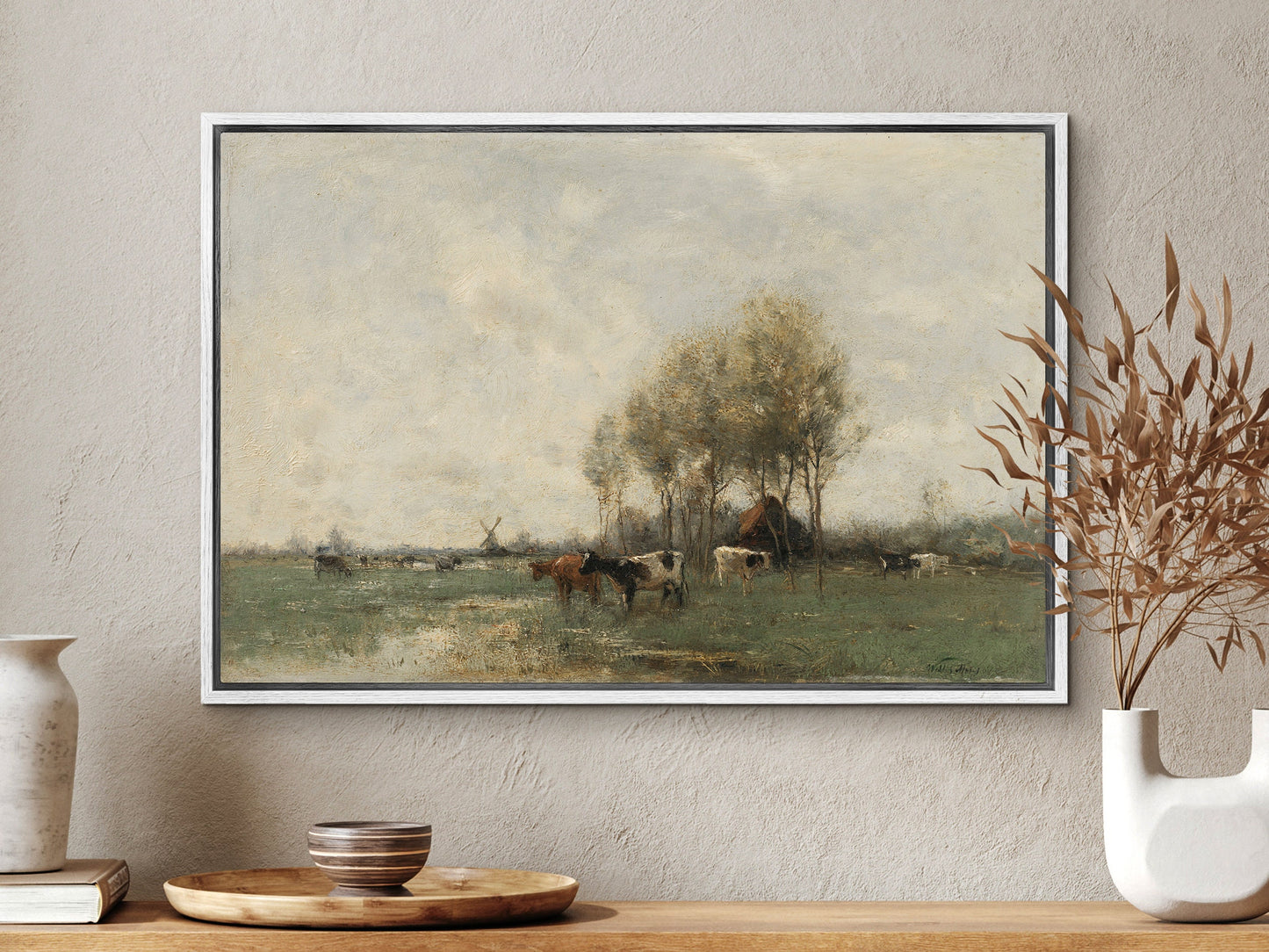 Cows grazing Framed Canvas Print | Large Framed Canvas Print with hanging kit