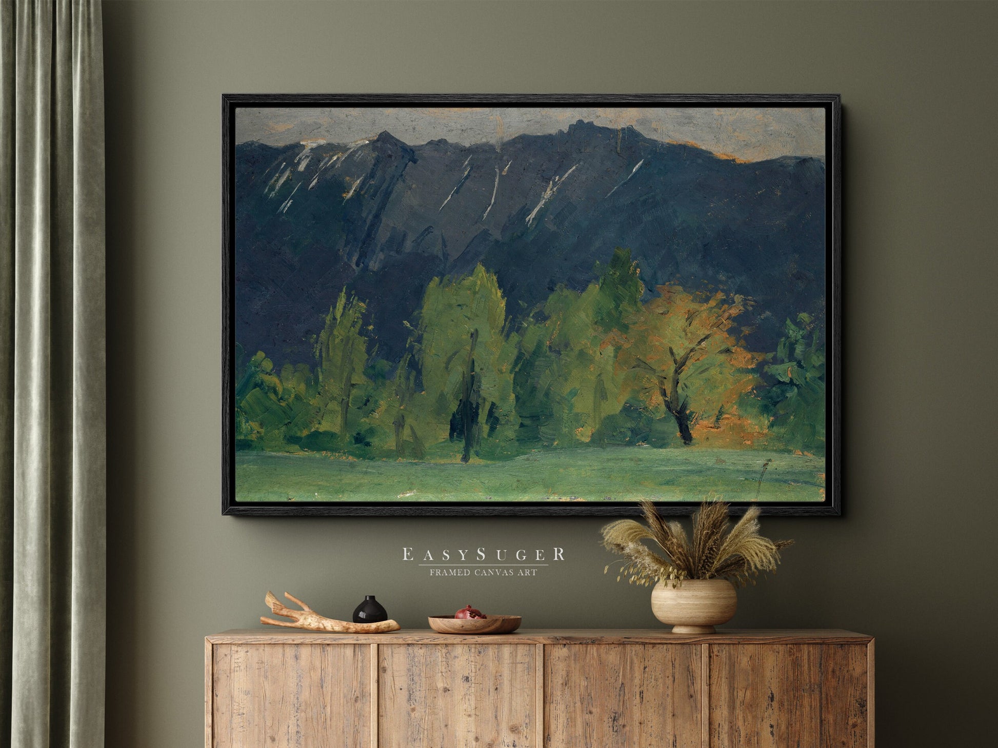 EasySuger Vintage Landscape Wall Art Print, Nature Framed Large Gallery Art, Minimalist Art Ready to Hang (with hanging kit)