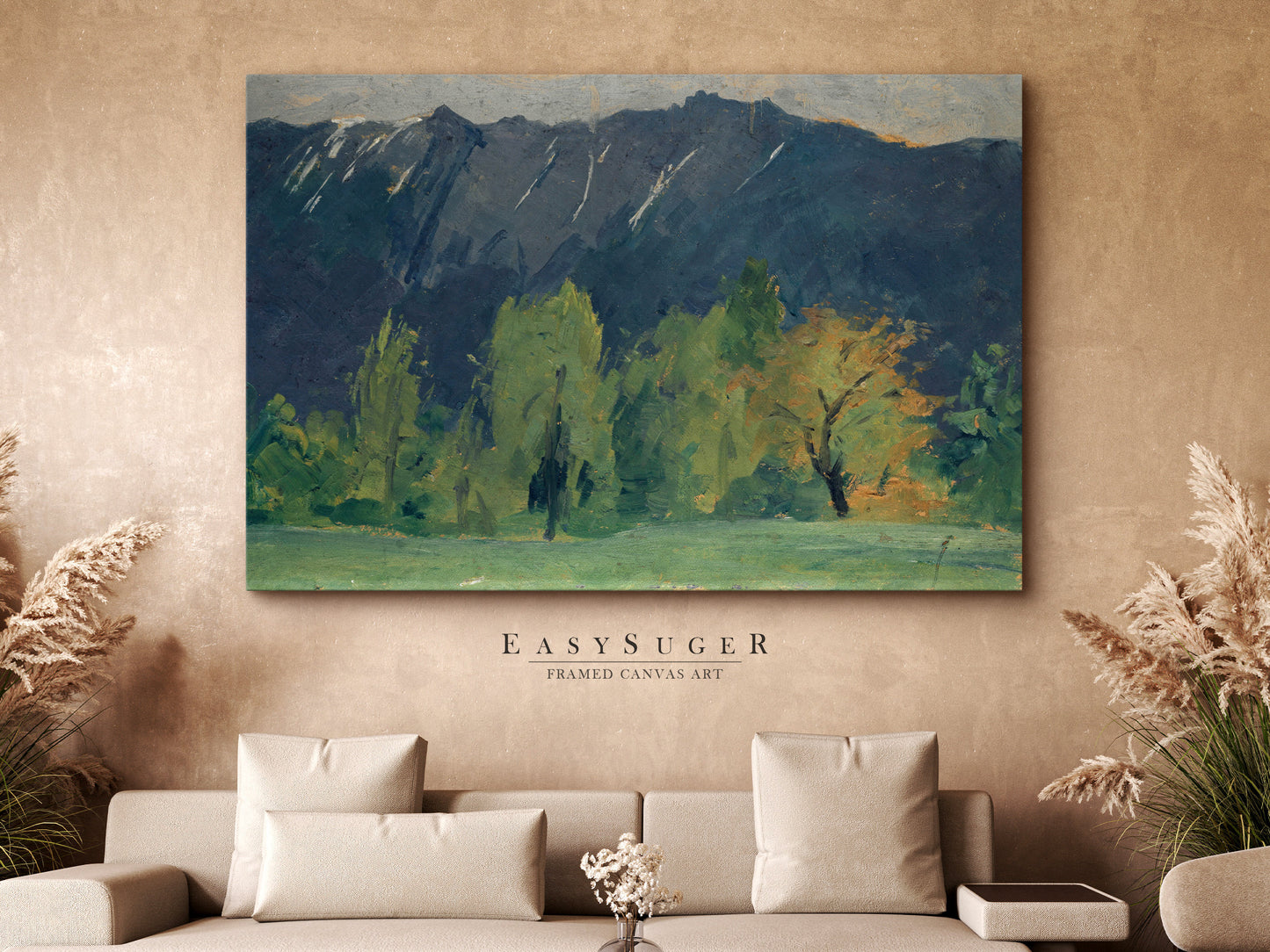 EasySuger Vintage Landscape Wall Art Print, Nature Framed Large Gallery Art, Minimalist Art Ready to Hang (with hanging kit)