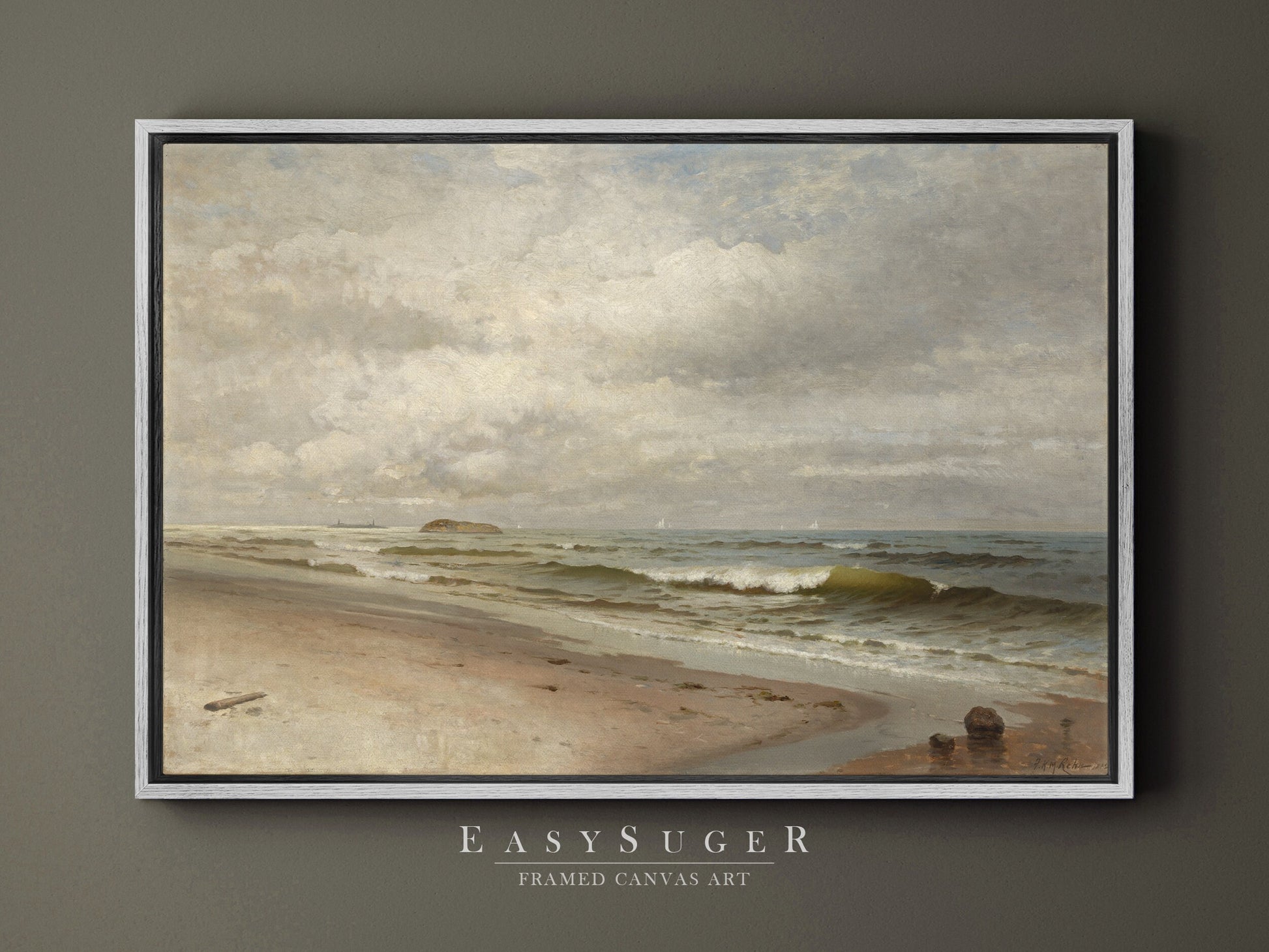 EasySuger Vintage Seascape Wall Art, Vintage Ship Painting Gallery Art, Minimalist Art Ready to Hang | BC21