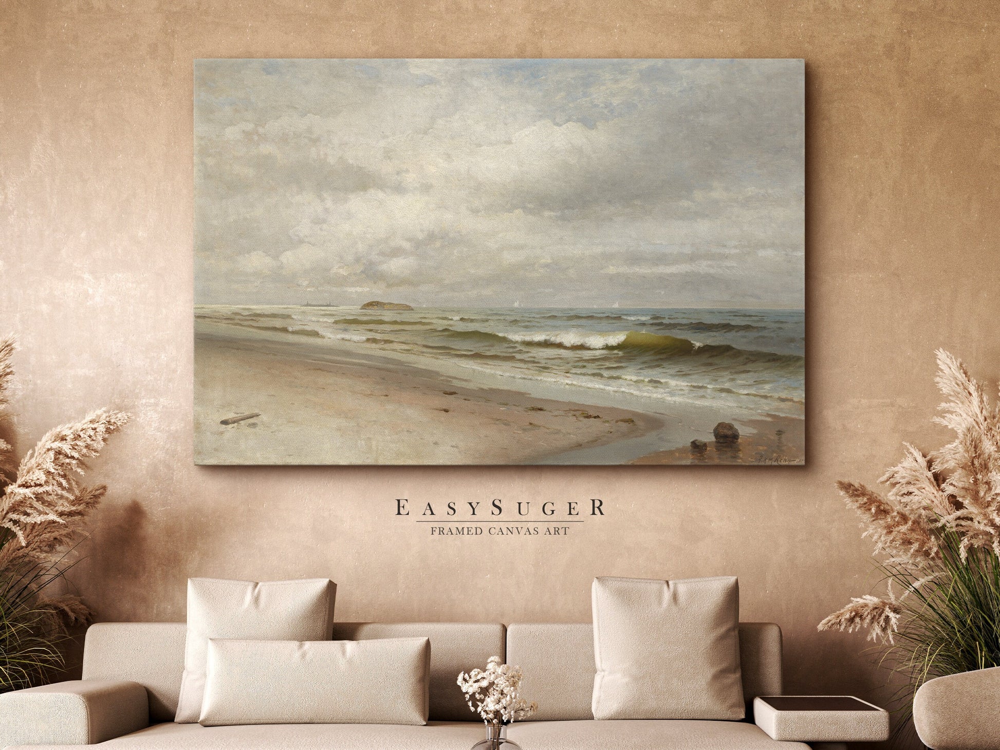 EasySuger Vintage Seascape Wall Art, Vintage Ship Painting Gallery Art, Minimalist Art Ready to Hang | BC21