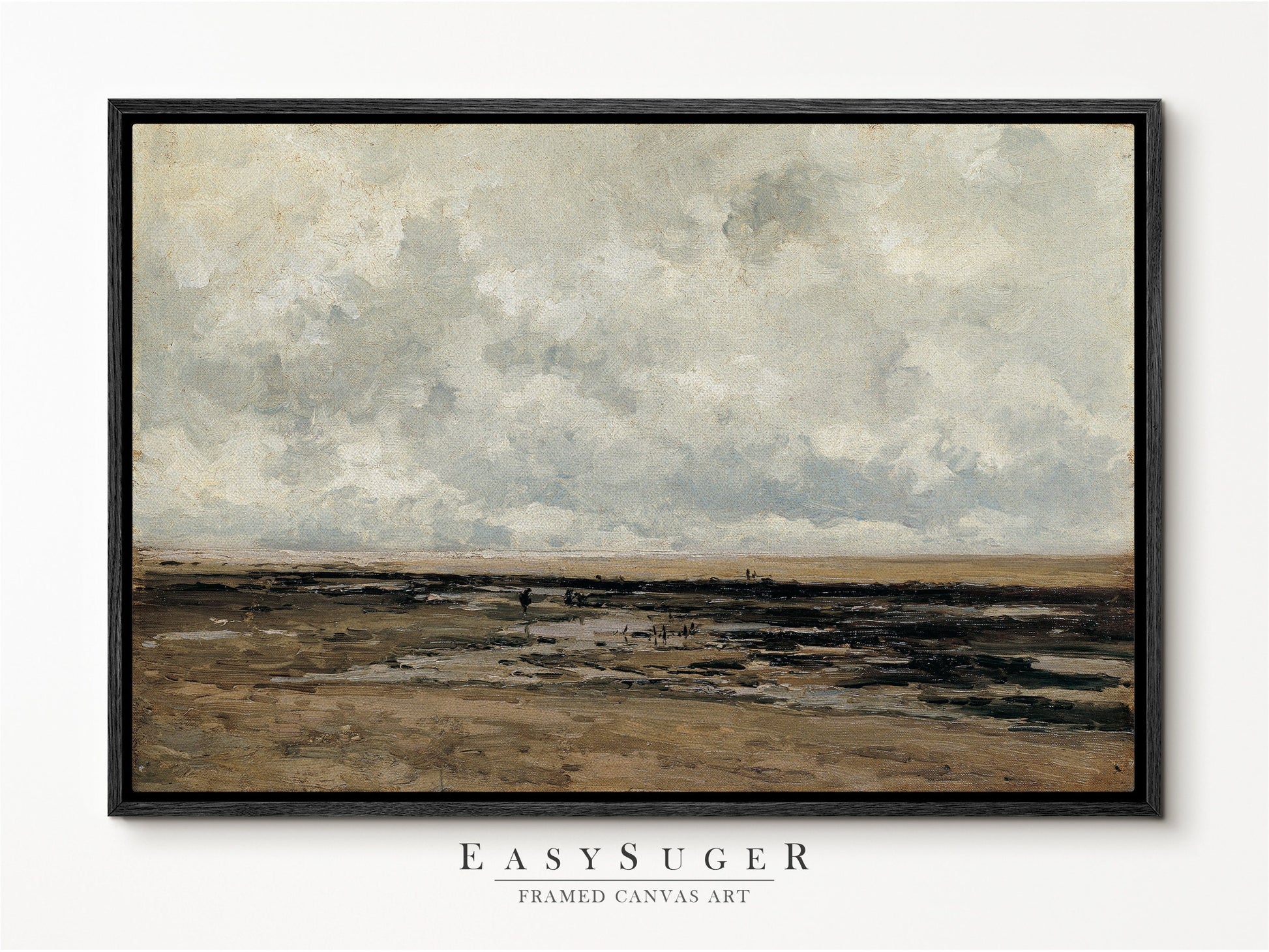 EasySuger Vintage Seascape Wall Art, Vintage Ship Painting Gallery Art, Minimalist Art Ready to Hang (with hanging kit)