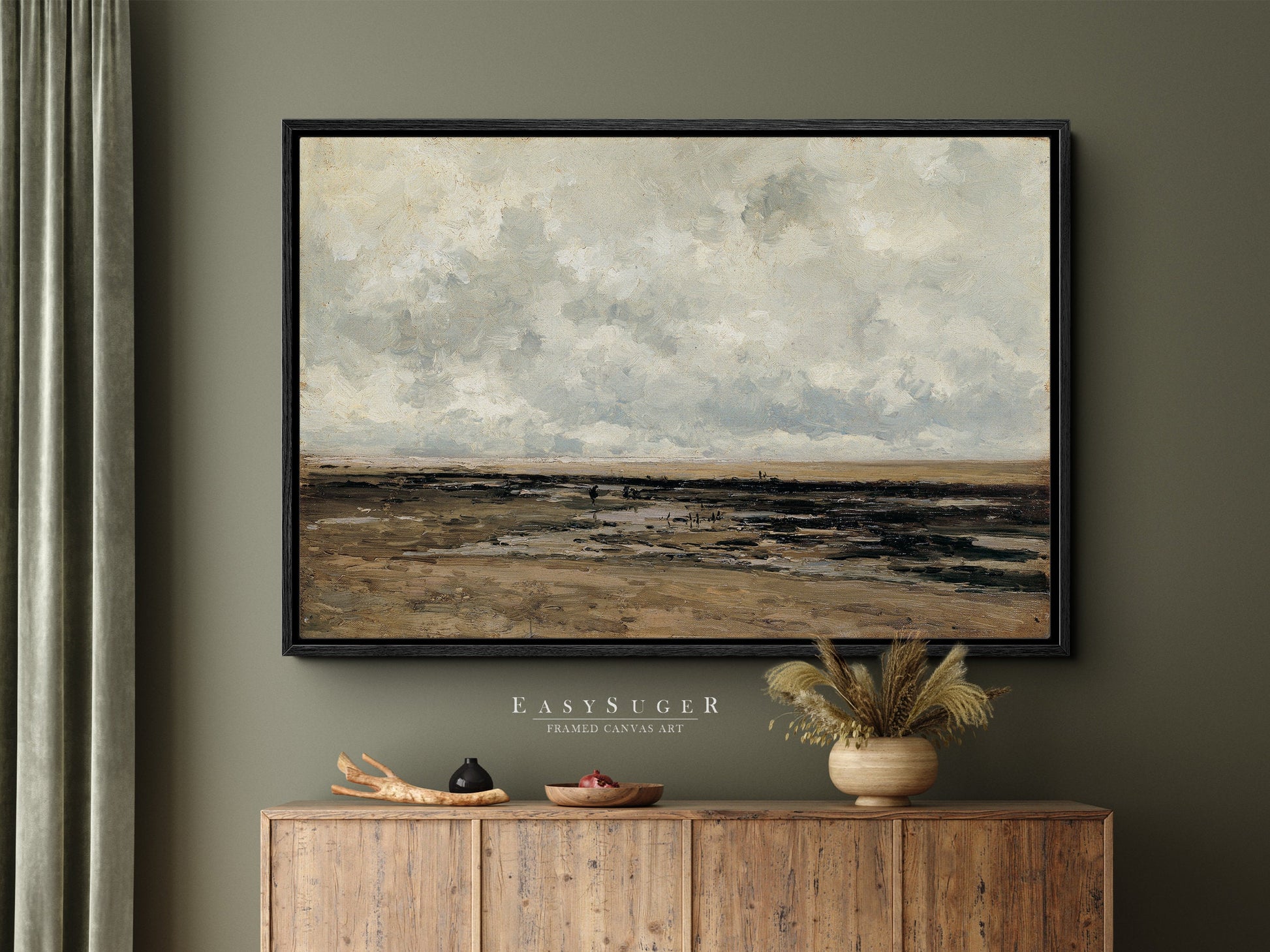 EasySuger Vintage Seascape Wall Art, Vintage Ship Painting Gallery Art, Minimalist Art Ready to Hang (with hanging kit)