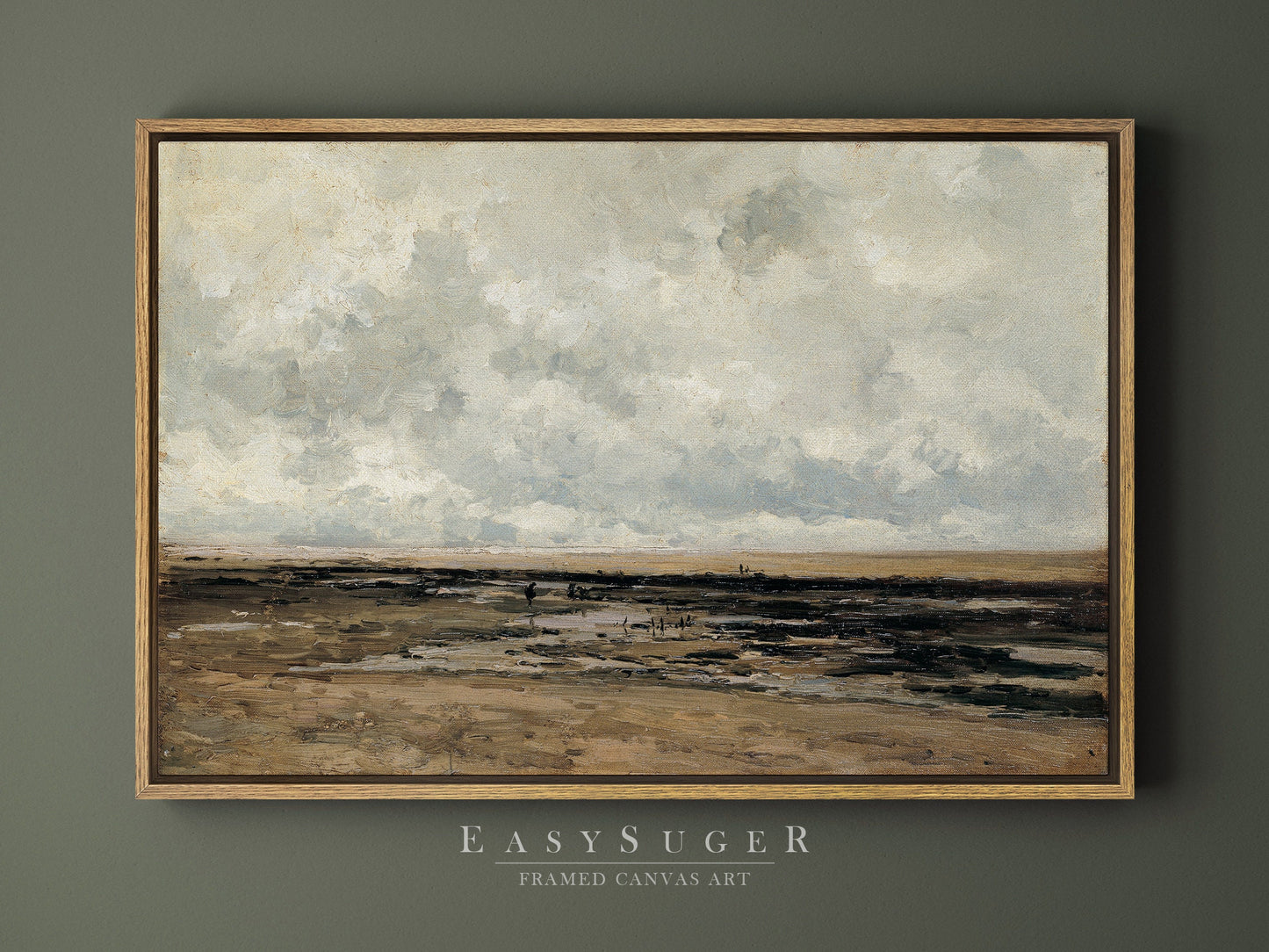 EasySuger Vintage Seascape Wall Art, Vintage Ship Painting Gallery Art, Minimalist Art Ready to Hang (with hanging kit)