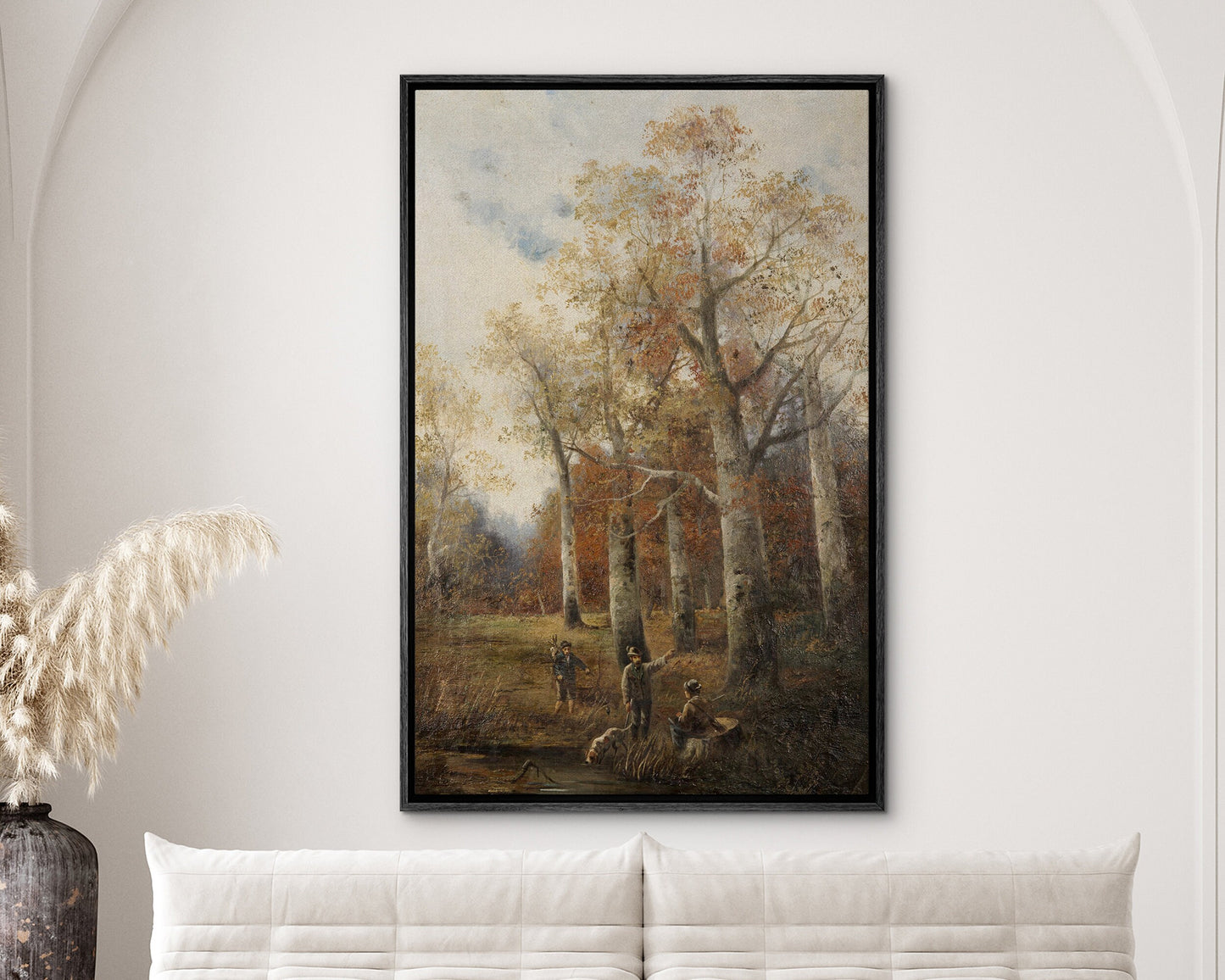 EasySuger Autumn Landscape with Hunters Landscape Wall Art, Nature Framed Large Gallery Art, Minimalist Art Ready to Hang |AU2