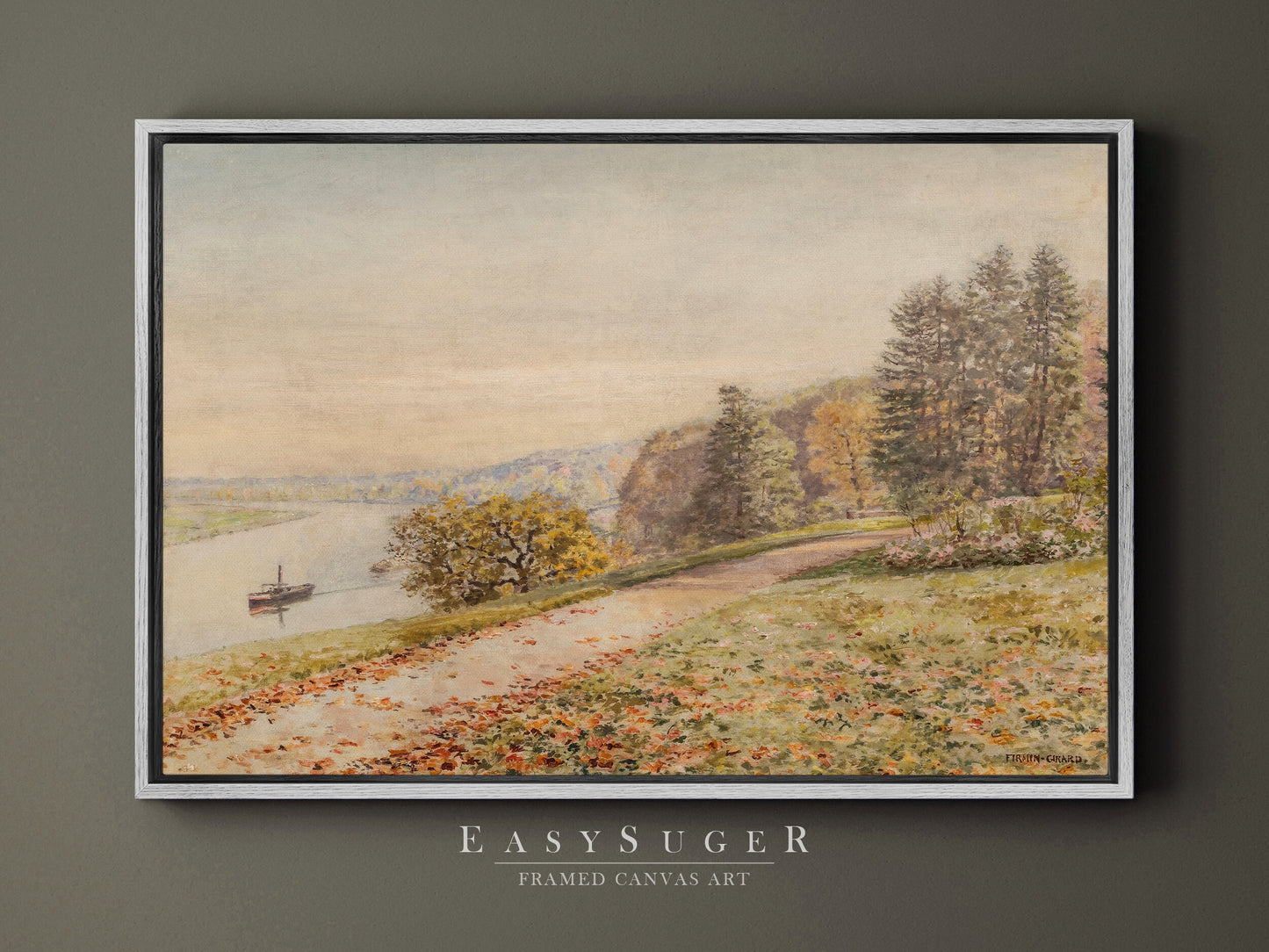 EasySuger Wildflower Field Landscape | Oil Painting Framed Canvas Print | with hanging kit