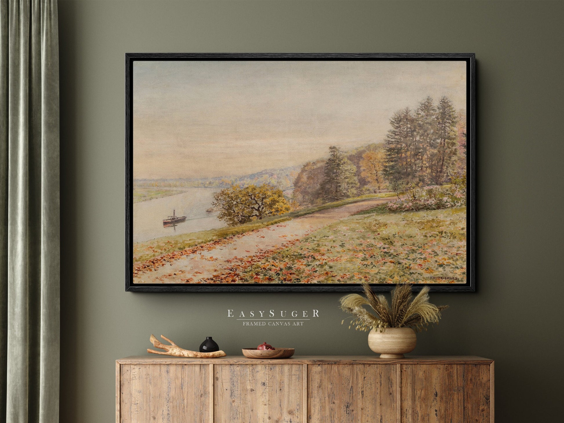 EasySuger Wildflower Field Landscape | Oil Painting Framed Canvas Print | with hanging kit