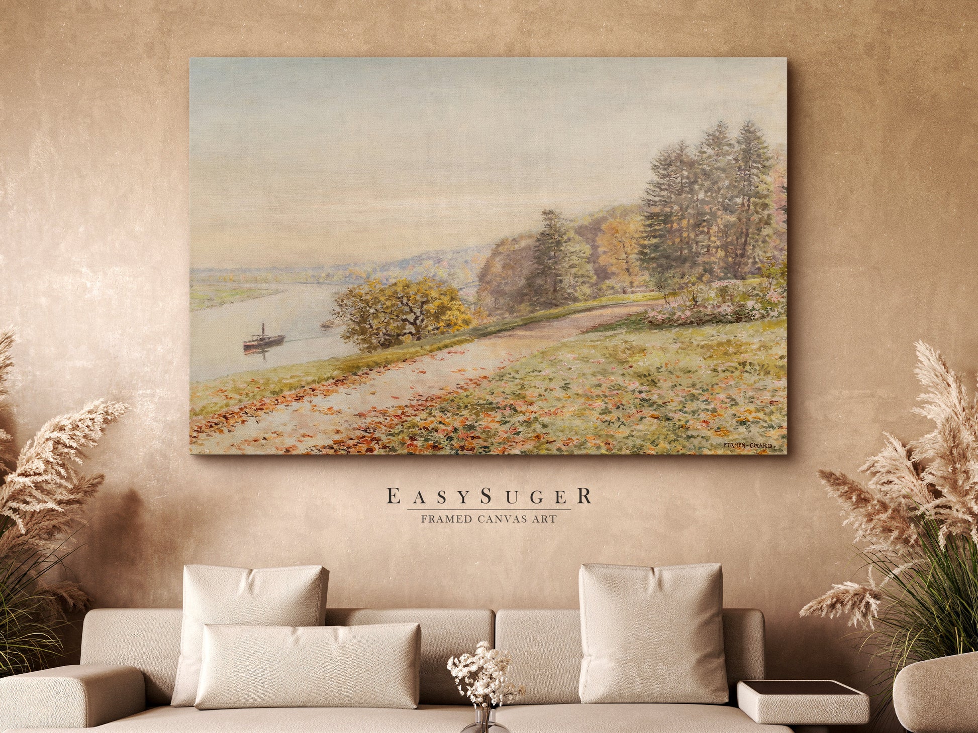 EasySuger Wildflower Field Landscape | Oil Painting Framed Canvas Print | with hanging kit