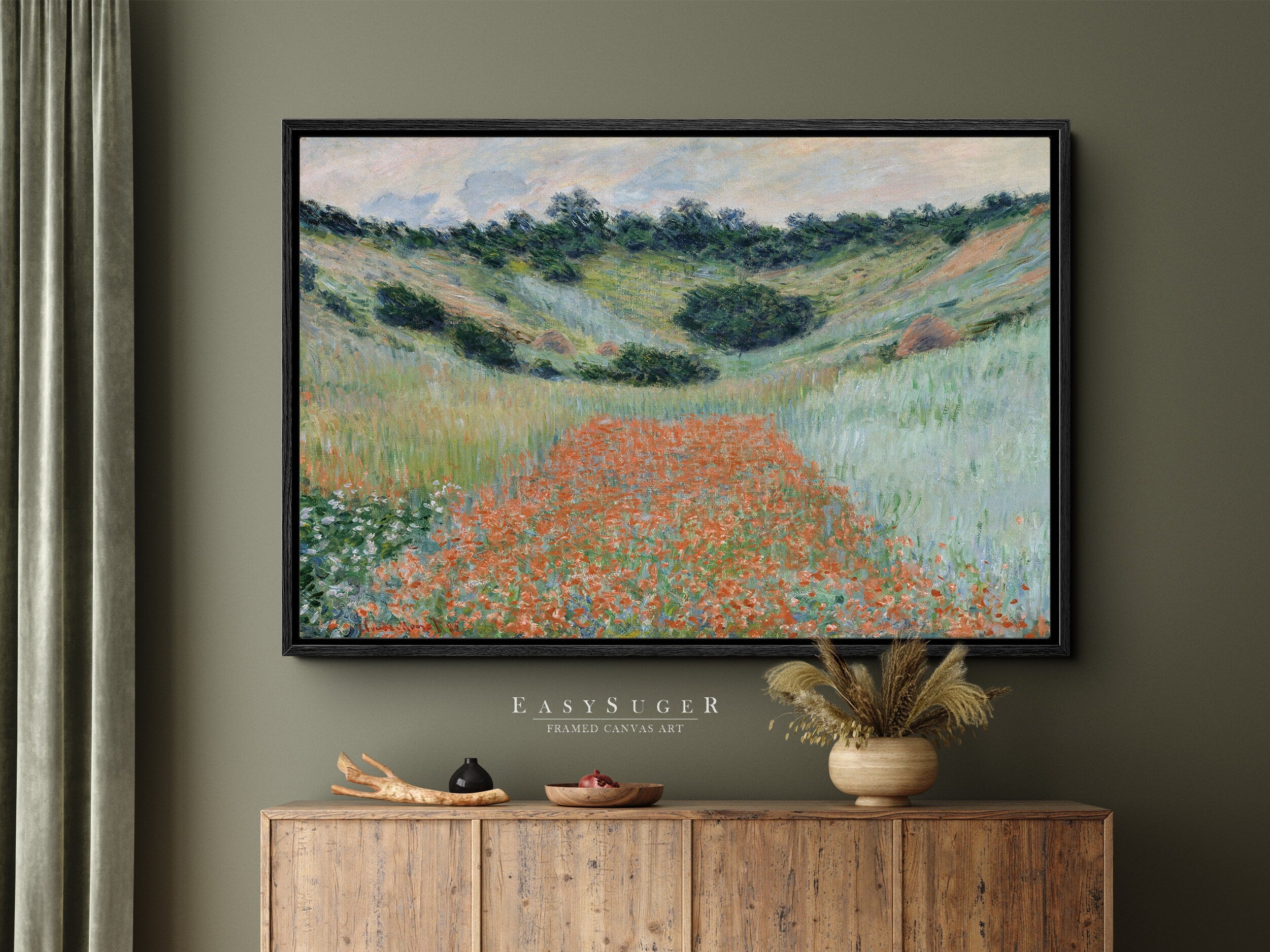 EasySuger Claude Monet Wall Art popular | The Cornfield | Framed Canvas Wall Art with hanging kit