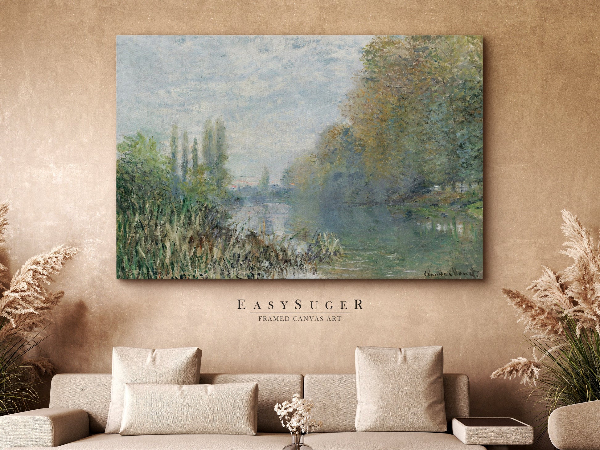 EasySuger Claude Monet Framed Print | Framed Canvas Wall Art with hanging kit