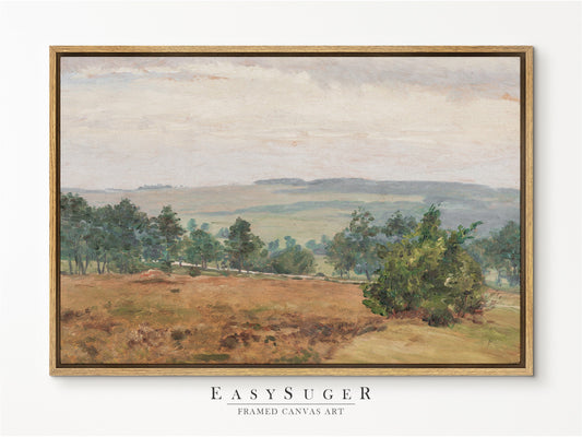 EasySuger Wildflower Field Landscape Oil Painting Framed Canvas Print | with hanging kit