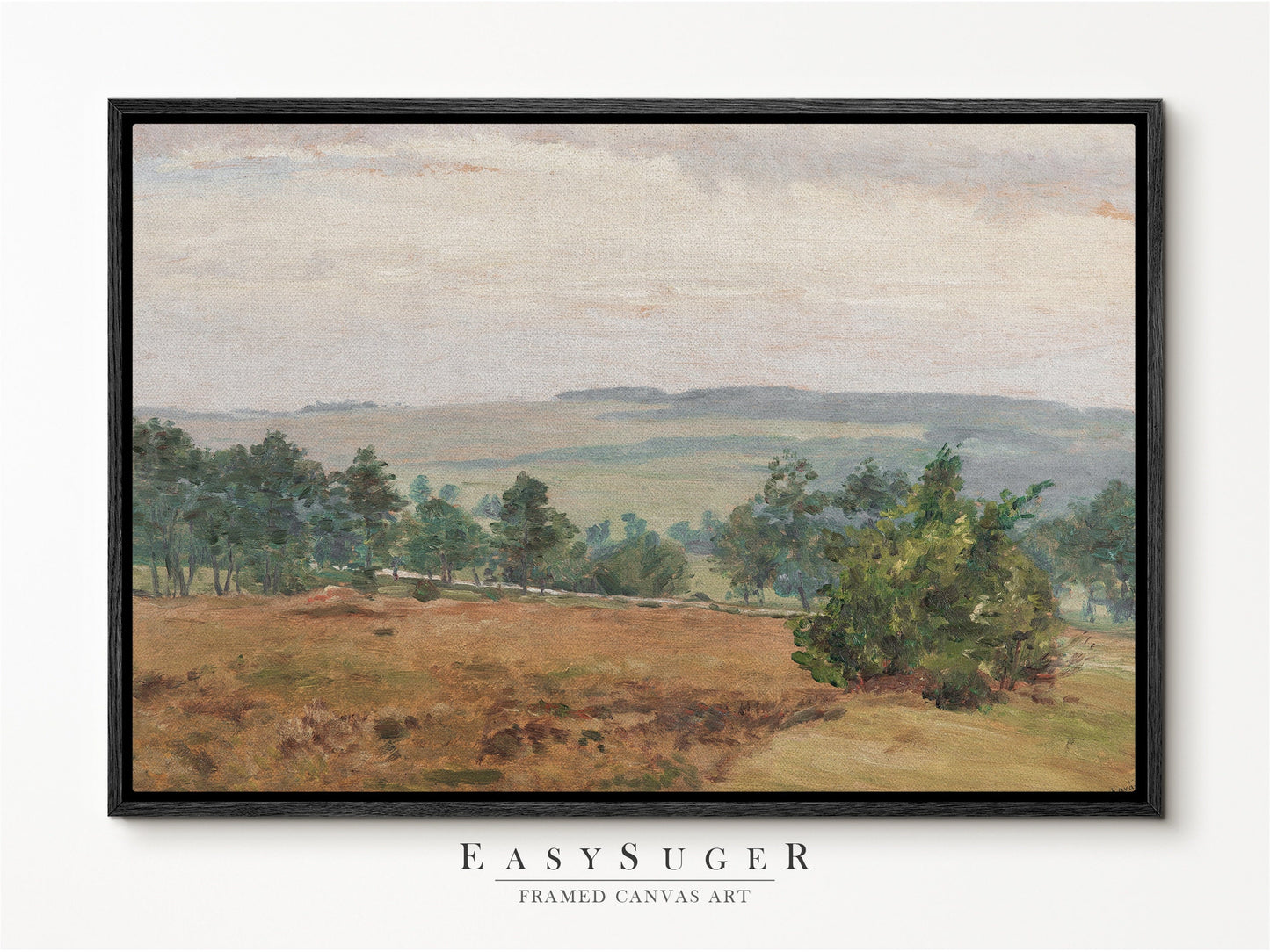 EasySuger Wildflower Field Landscape Oil Painting Framed Canvas Print | with hanging kit