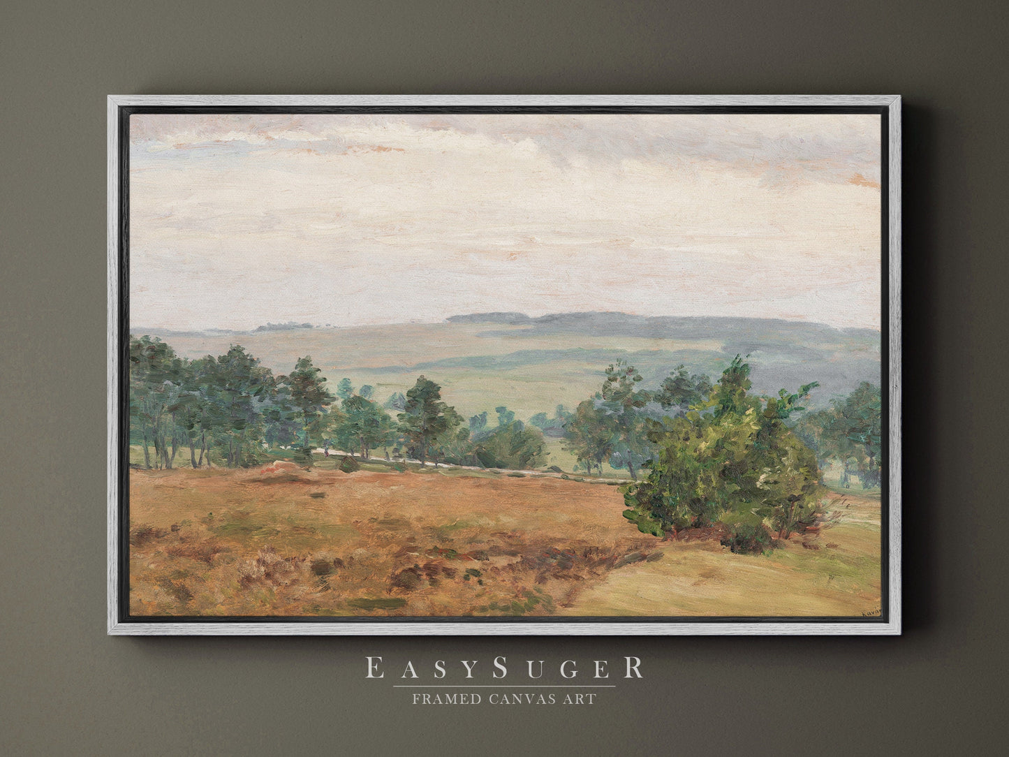 EasySuger Wildflower Field Landscape Oil Painting Framed Canvas Print | with hanging kit