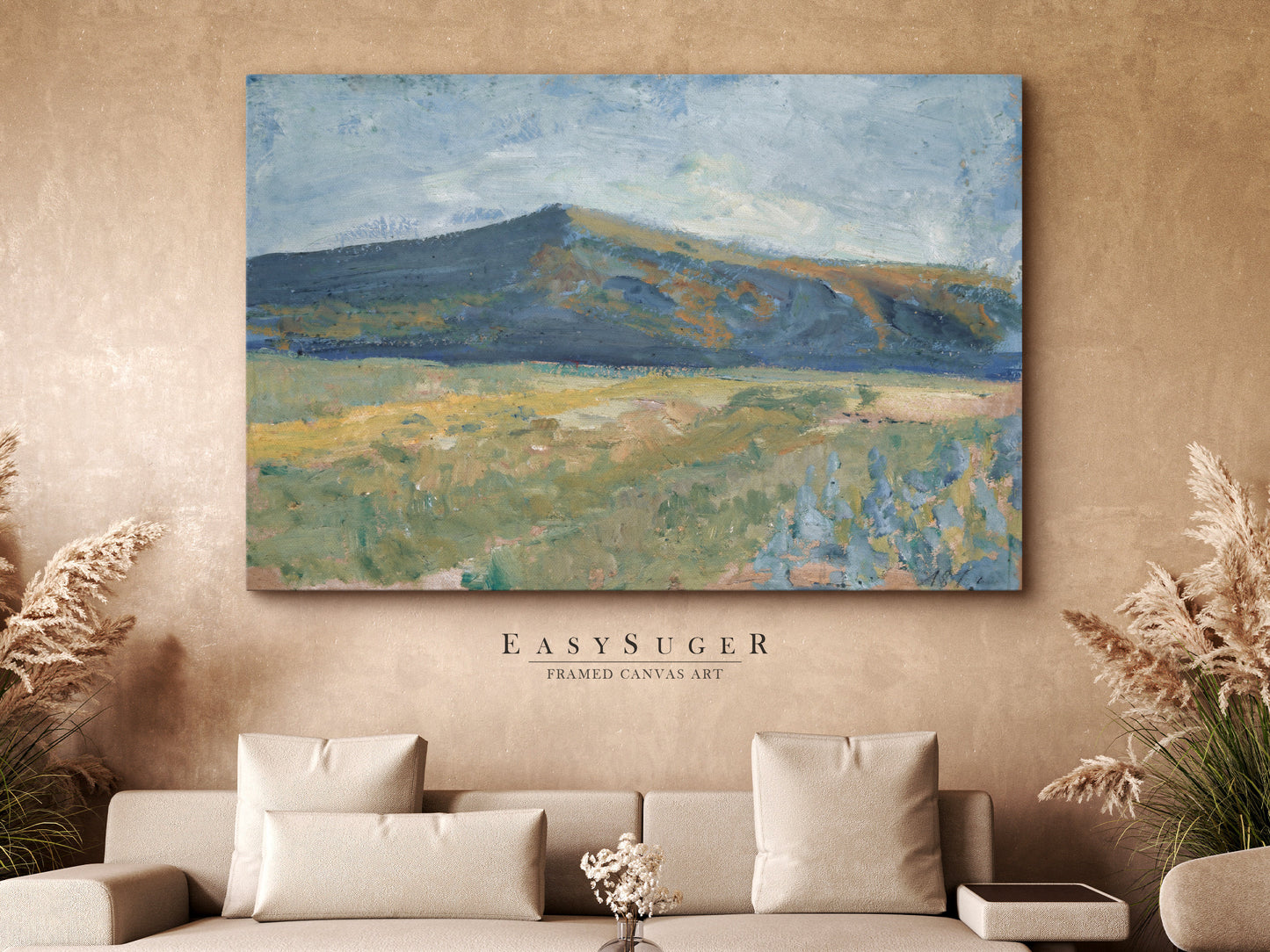 EasySuger Oil Painting Mountain Wall Art, Nature Framed Large Gallery Art, Minimalist Art Ready to Hang (with hanging kit)