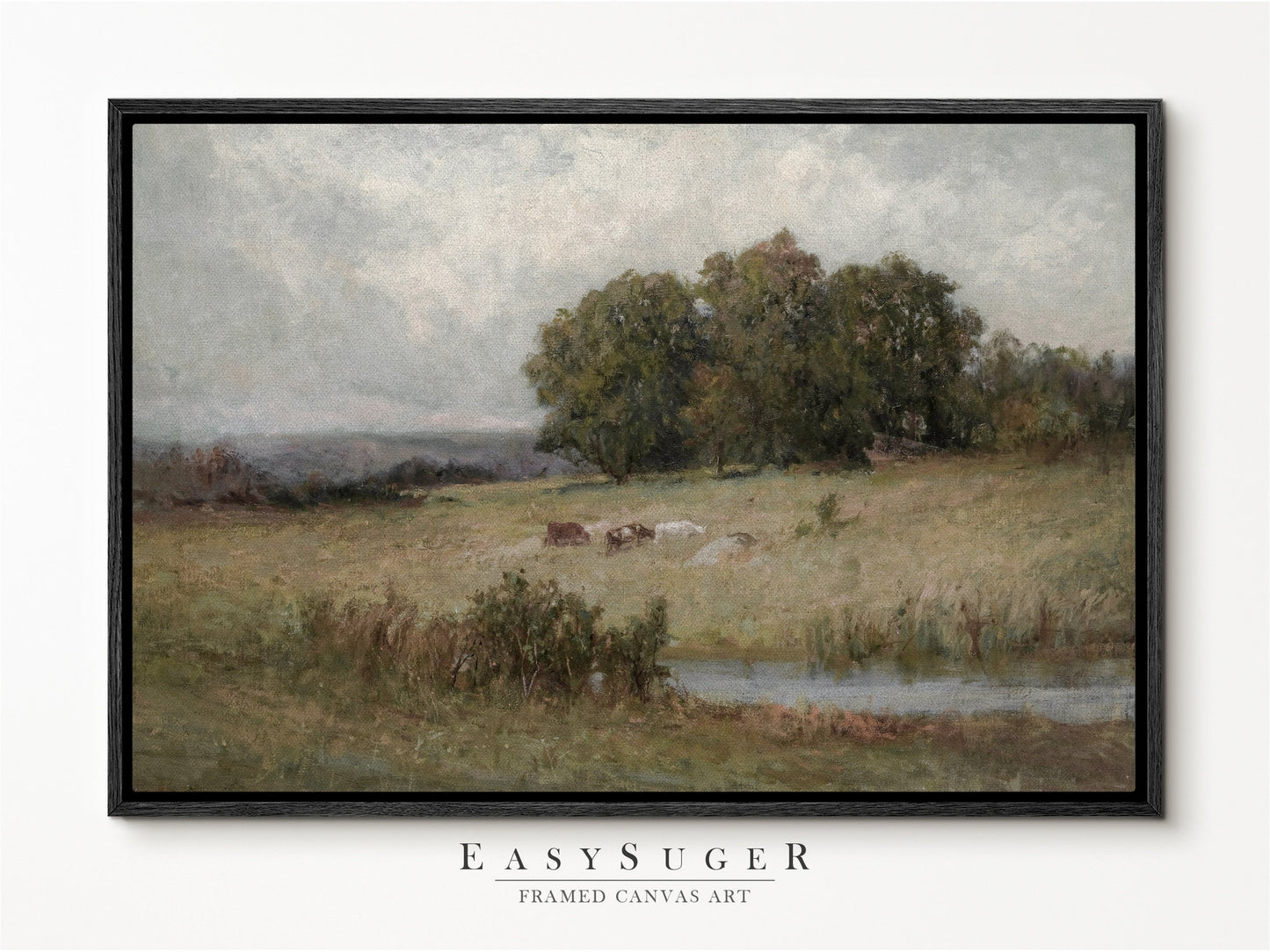 EasySuger Oil Painting Landscape Wall Art, Nature Framed Large Gallery Art, Minimalist Art Ready to Hang | VT35