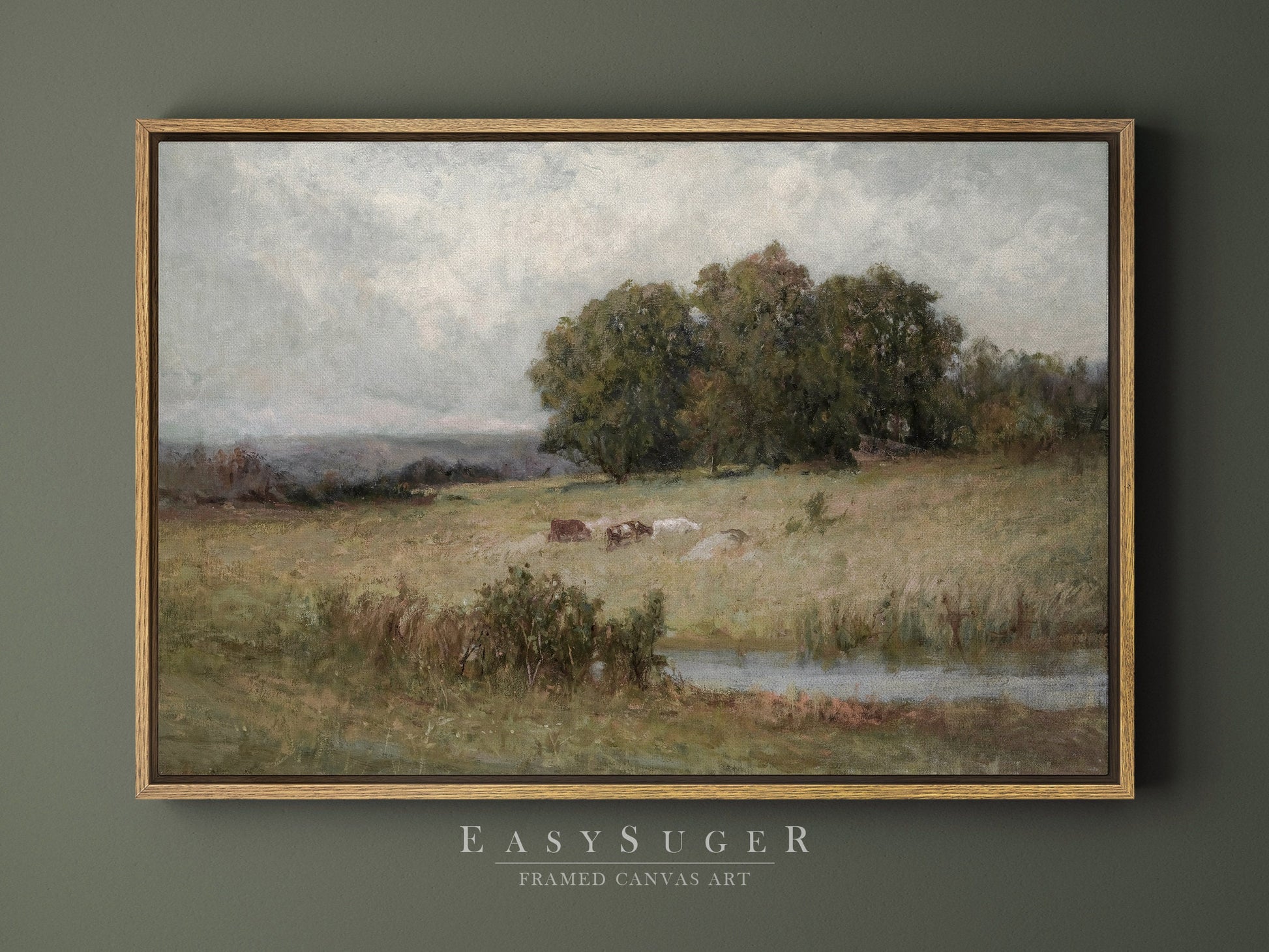 EasySuger Oil Painting Landscape Wall Art, Nature Framed Large Gallery Art, Minimalist Art Ready to Hang | VT35