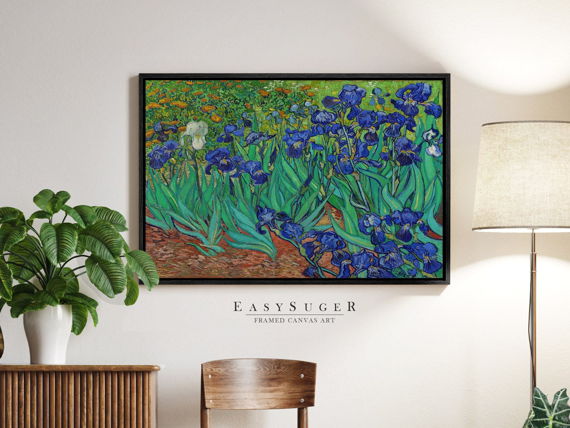 EasySuger Iris 1889 by Vincent Van Gogh Wall Art | Framed Canvas Wall Art for living room and bedroom