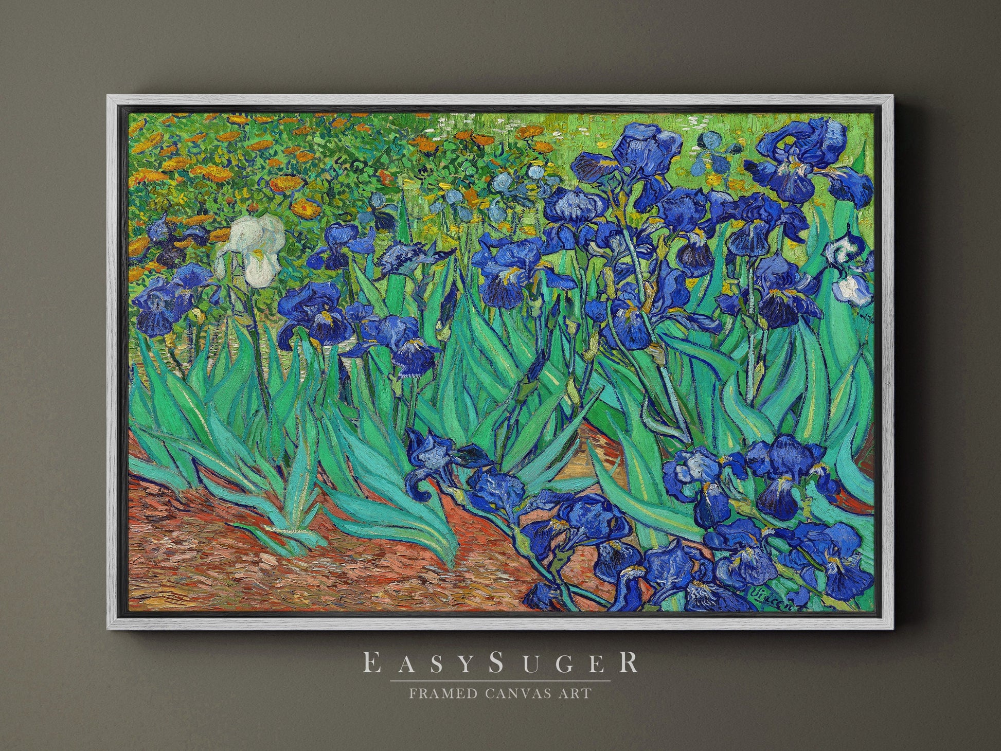 EasySuger Iris 1889 by Vincent Van Gogh Wall Art | Framed Canvas Wall Art for living room and bedroom