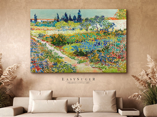 Vincent Van Gogh | Garden in Arles Canvas Art Print Wall Art | Framed Canvas Wall Art for living room and bedroom | GA2