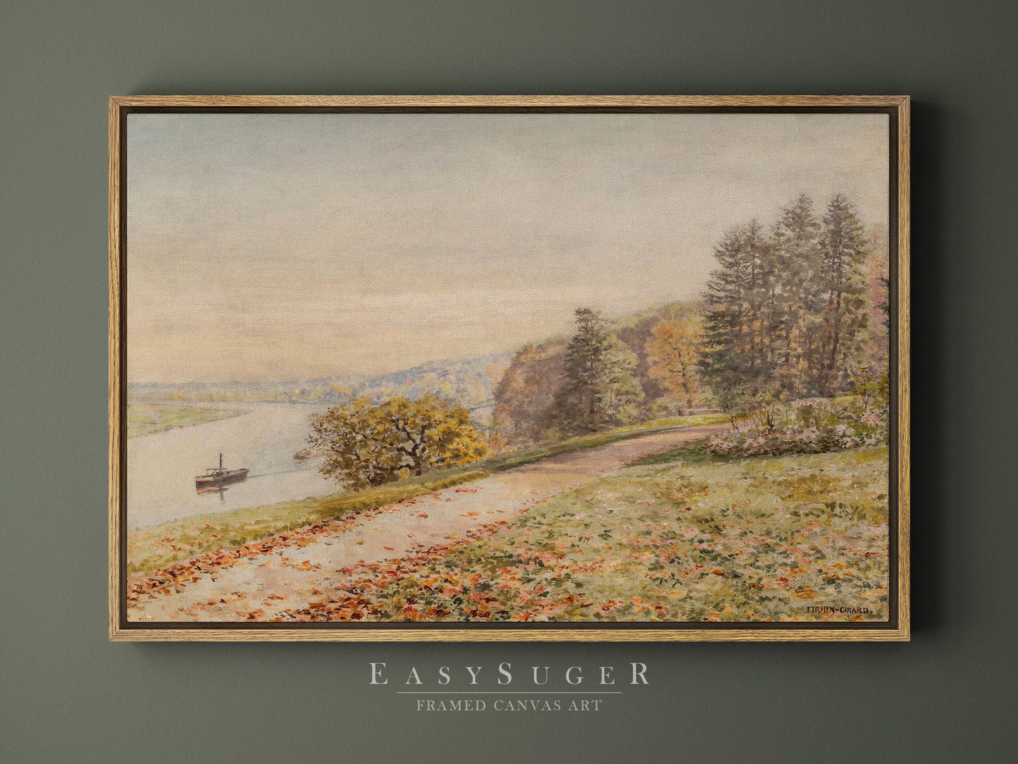 EasySuger Wildflower Field Landscape | Oil Painting Framed Canvas Print | with hanging kit