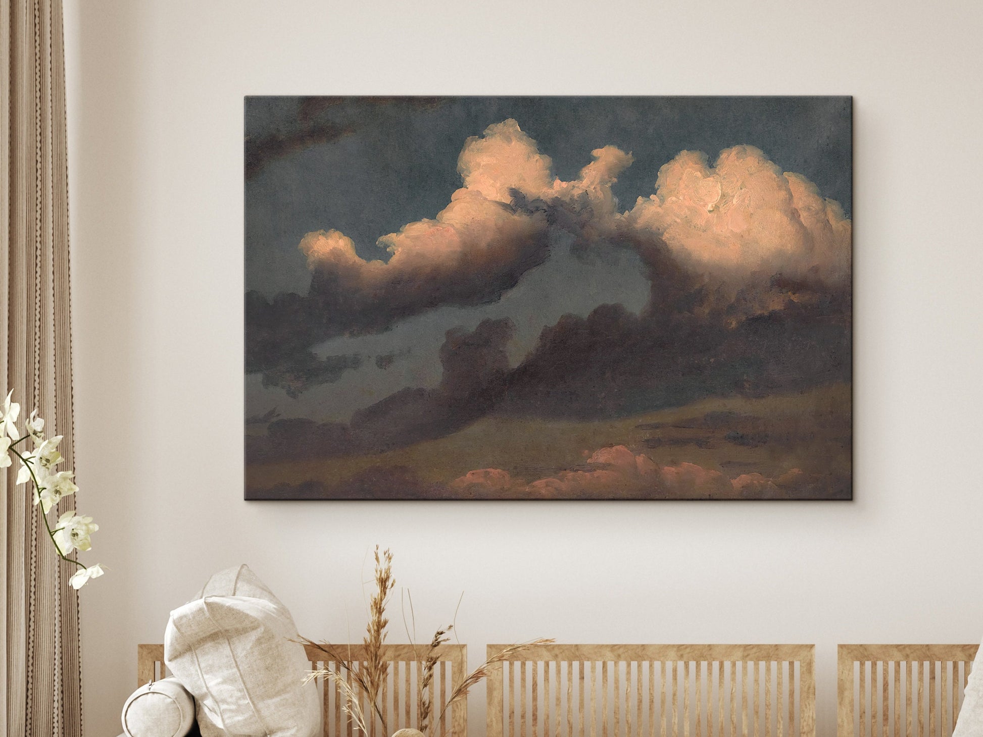 SouthandArt Abstract Clouds Wall art, Framed Canvas Art print with hanging kit