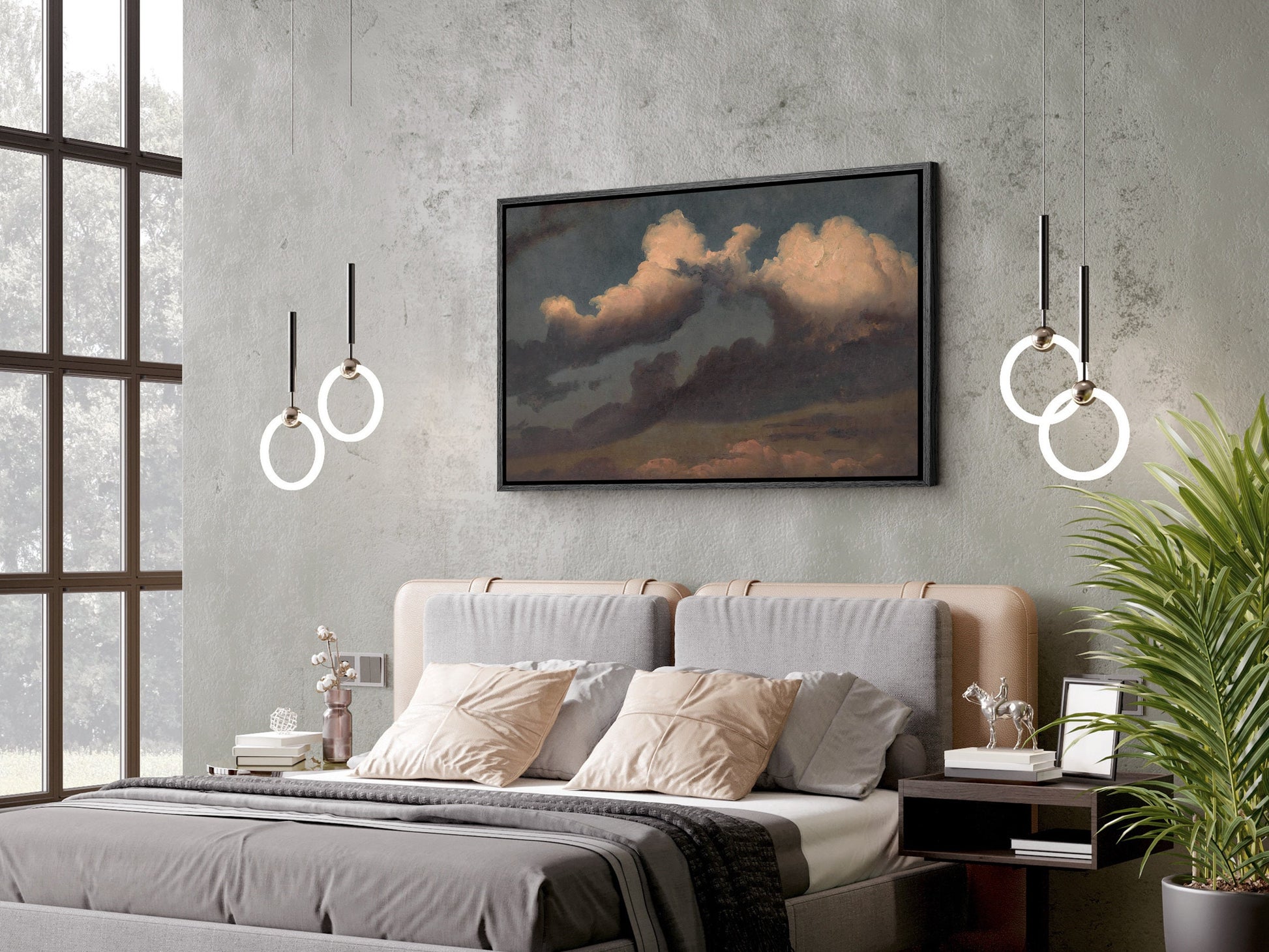 SouthandArt Abstract Clouds Wall art, Framed Canvas Art print with hanging kit