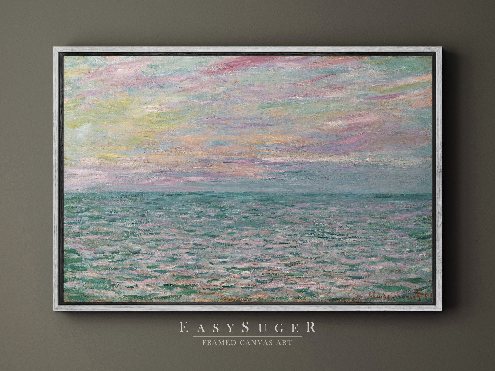 EasySuger Claude Monet Framed Print | Framed Canvas Wall Art with hanging kit | MH12