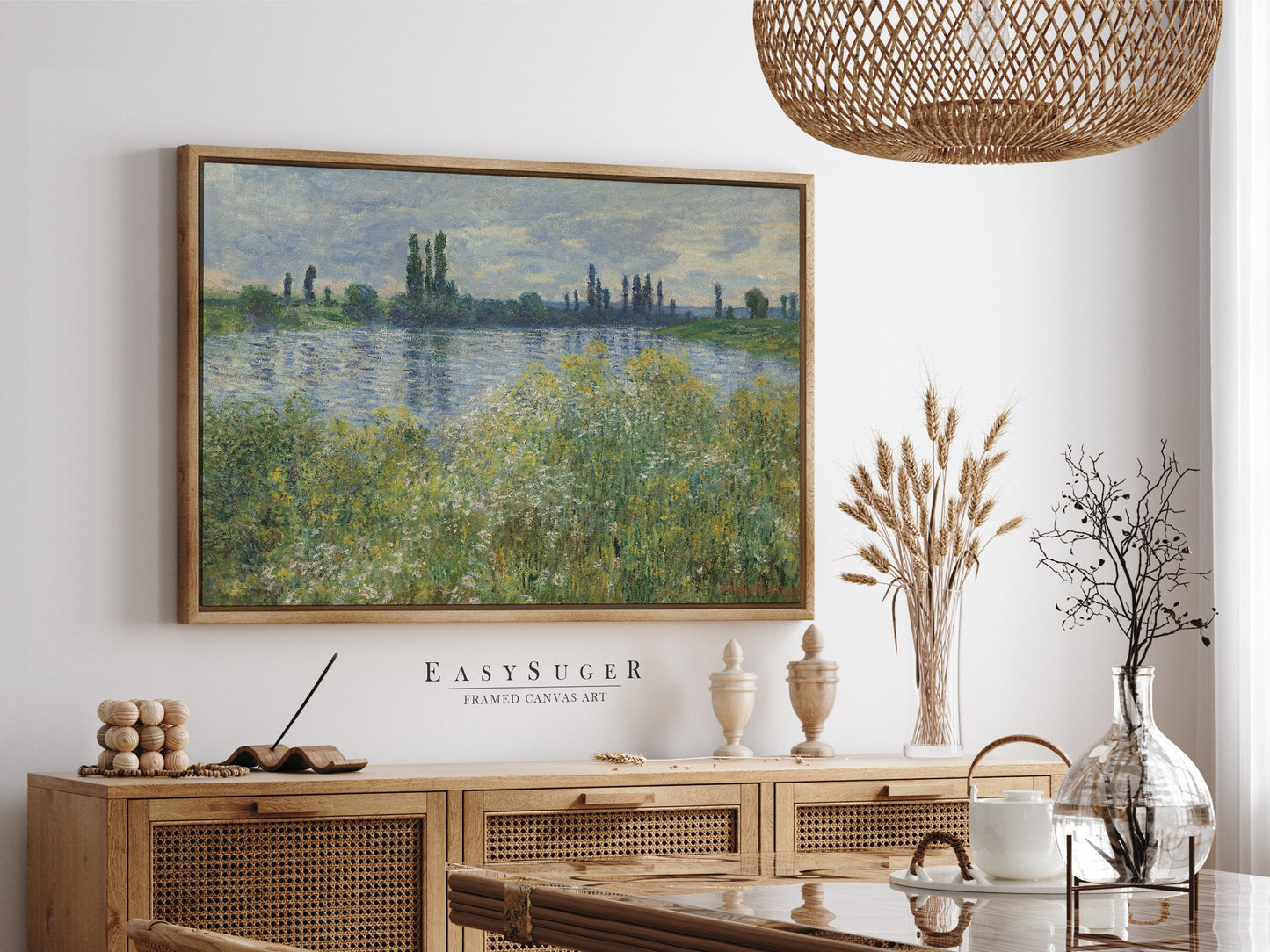 EasySuger Claude Monet Framed Print | Framed Canvas Wall Art with hanging kit | SV2