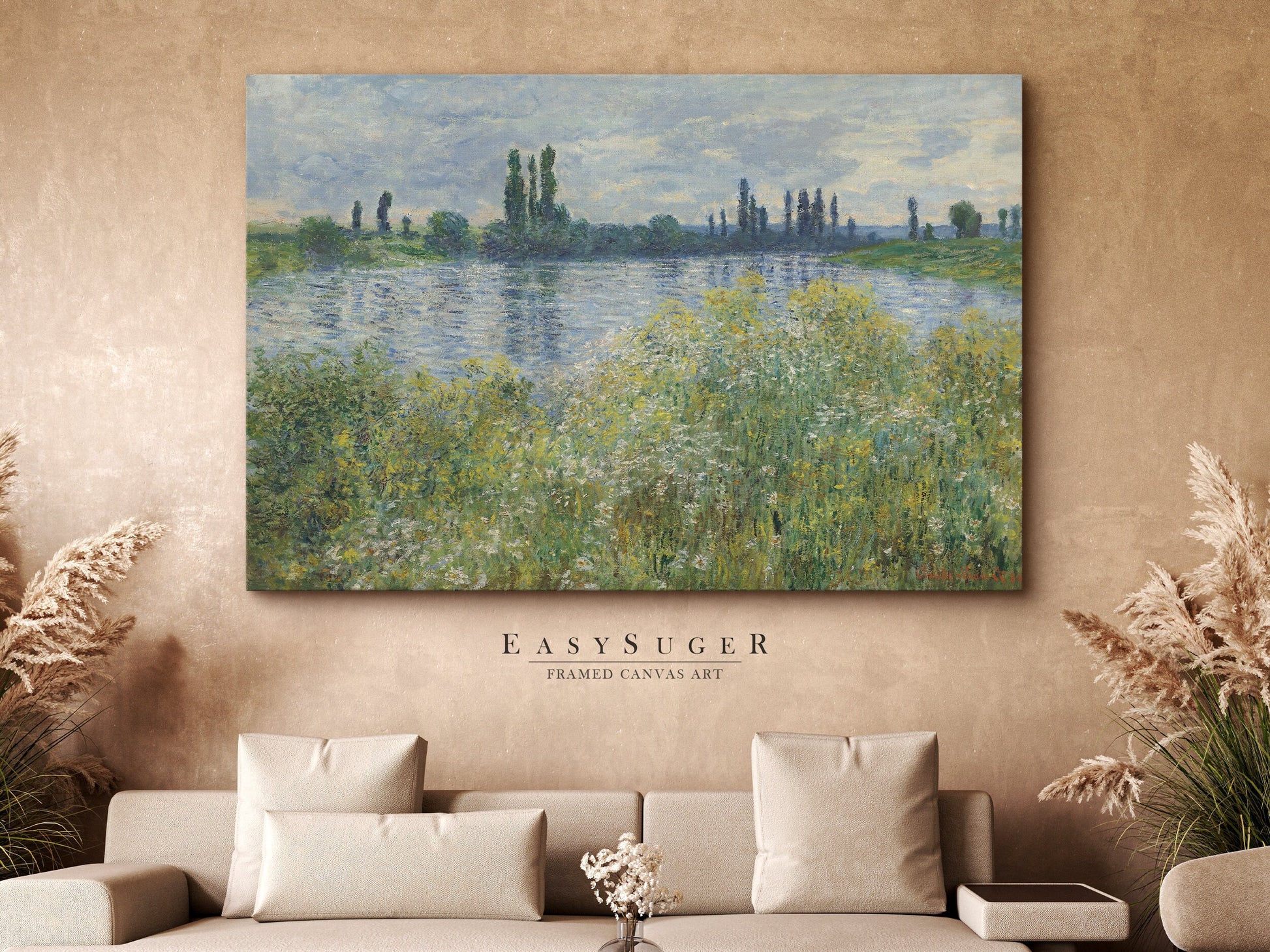 EasySuger Claude Monet Framed Print | Framed Canvas Wall Art with hanging kit | SV2