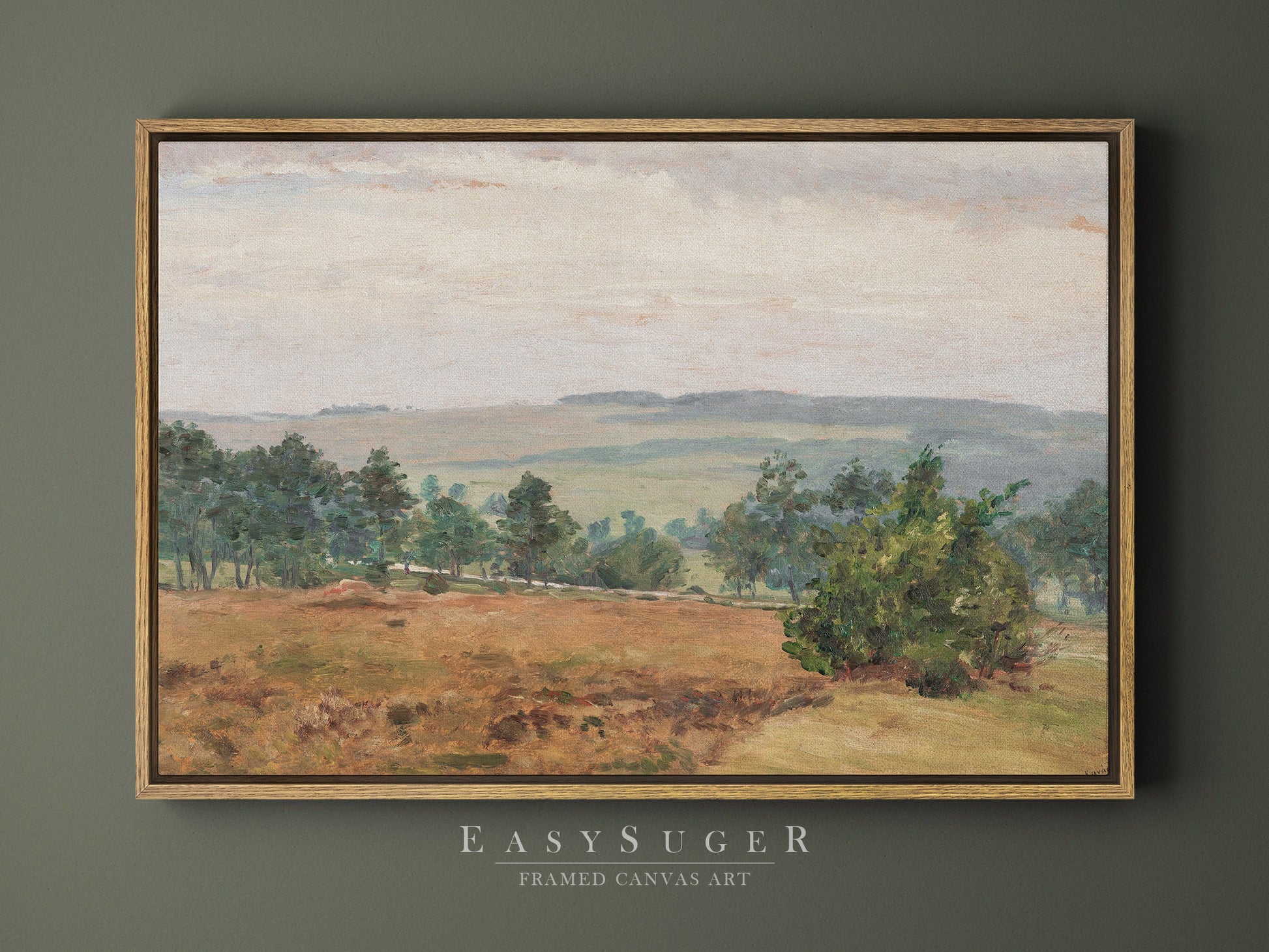 EasySuger Wildflower Field Landscape Oil Painting Framed Canvas Print | with hanging kit