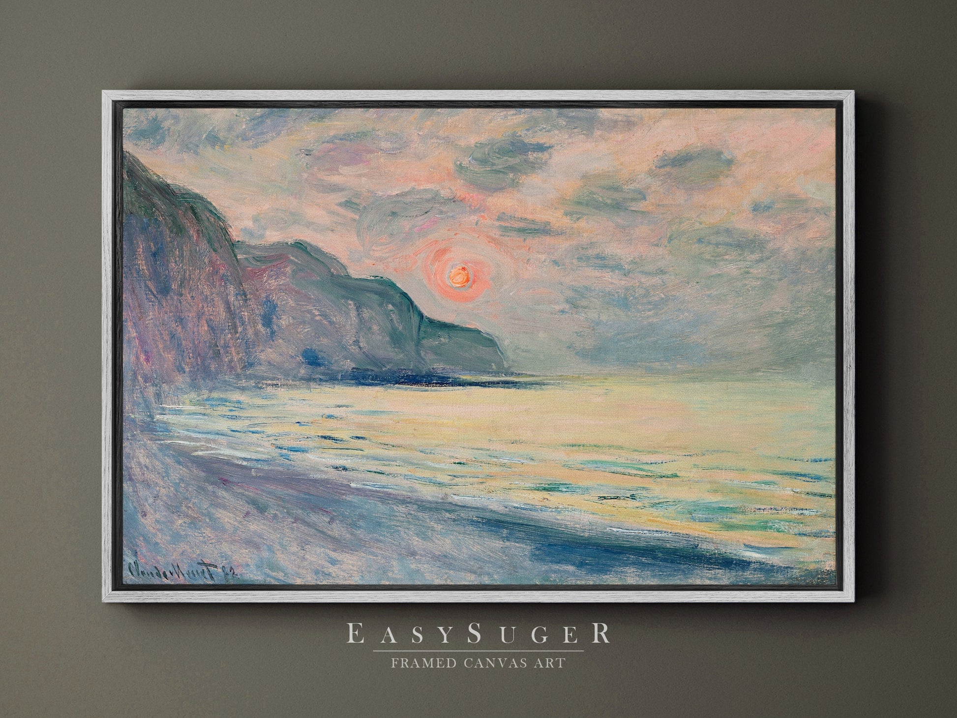 EasySuger Claude Monet Framed Print | Framed Canvas Wall Art with hanging kit