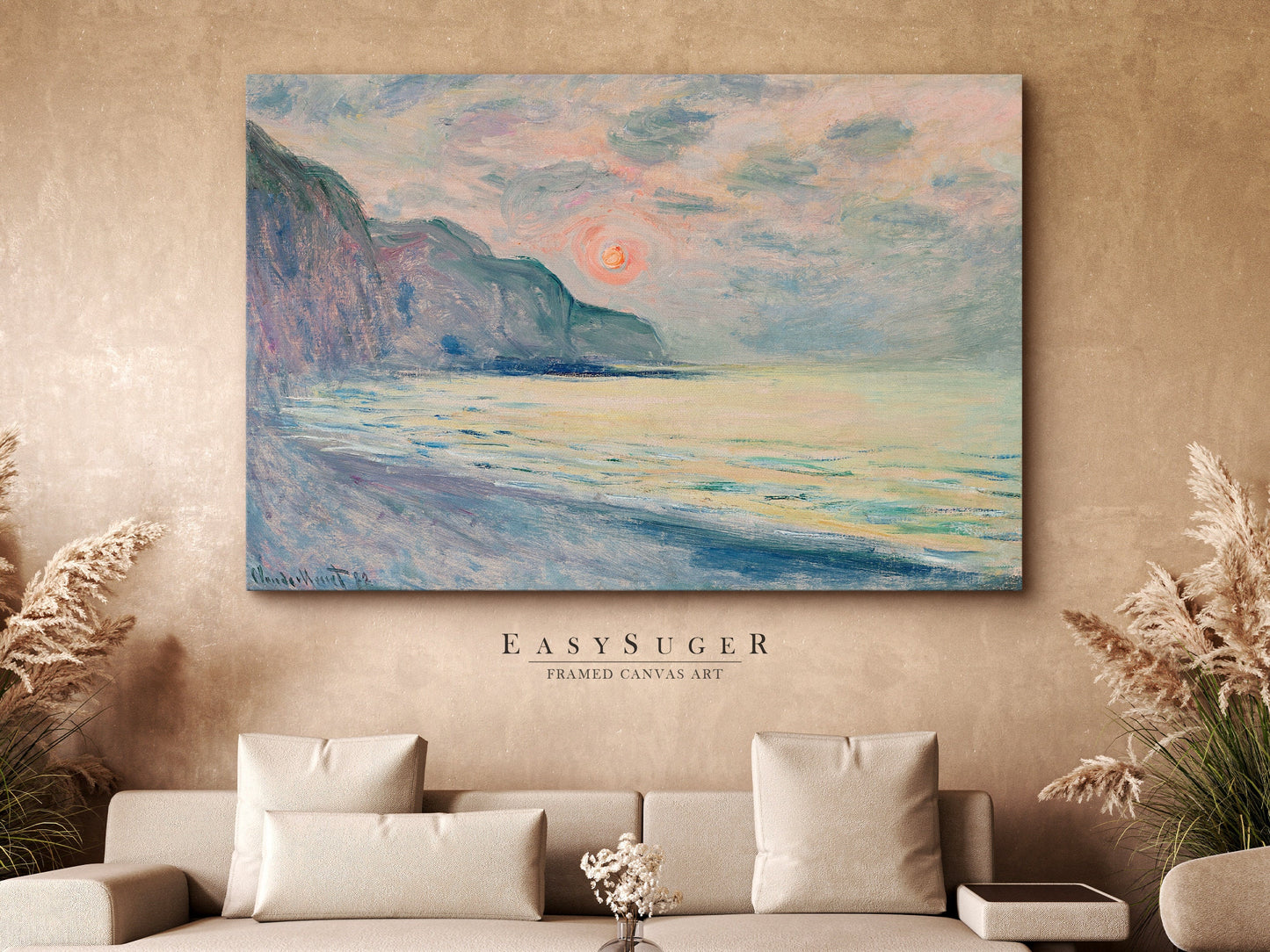 EasySuger Claude Monet Framed Print | Framed Canvas Wall Art with hanging kit