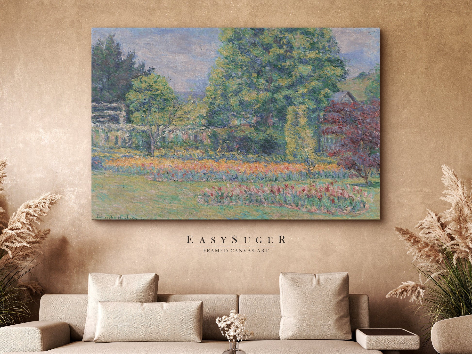 EasySuger Claude Monet Framed Print | Framed Canvas Wall Art with hanging kit