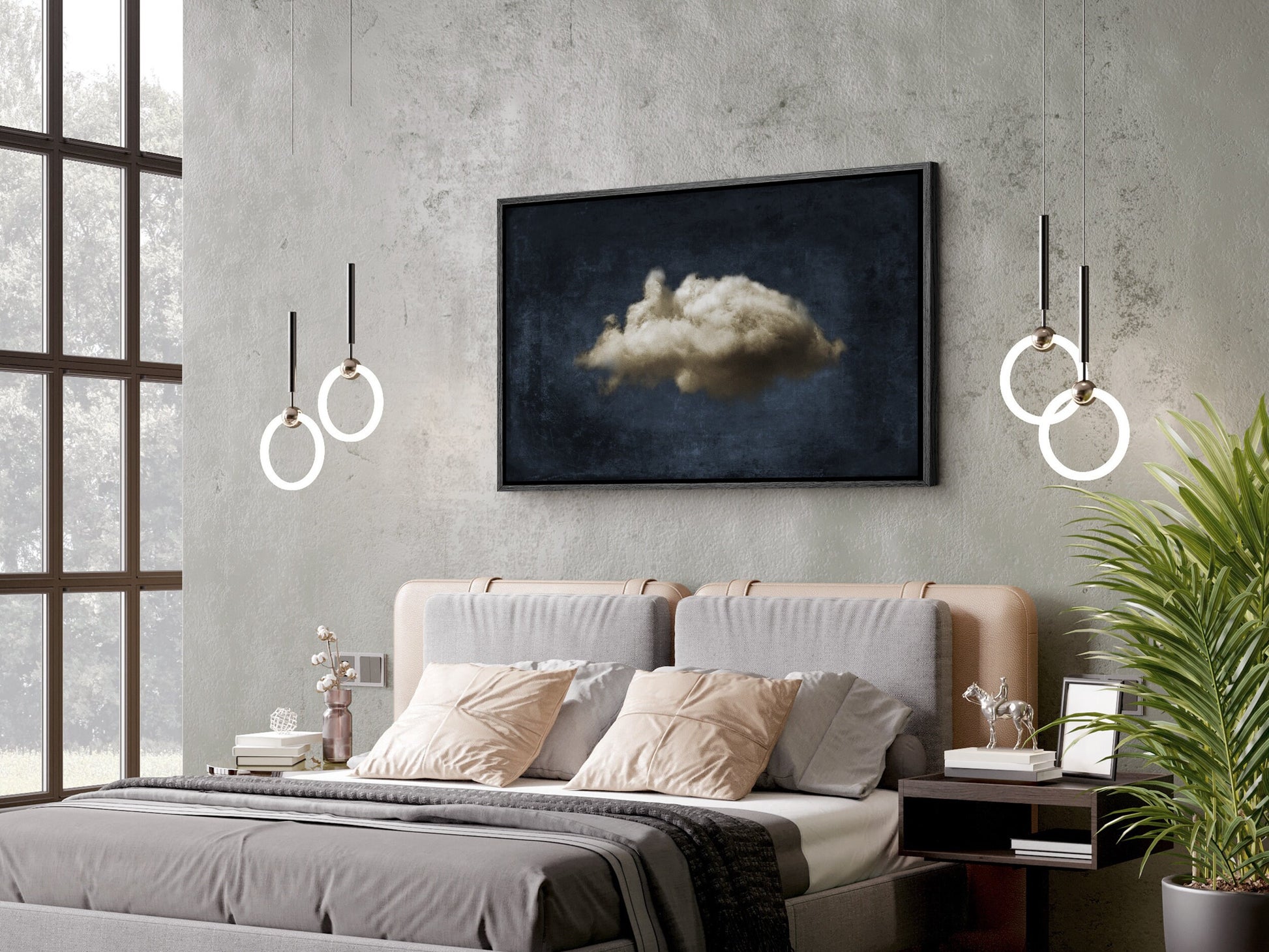 SouthandArt Abstract Clouds Wall art, Framed Canvas Art print with hanging kit CL-34