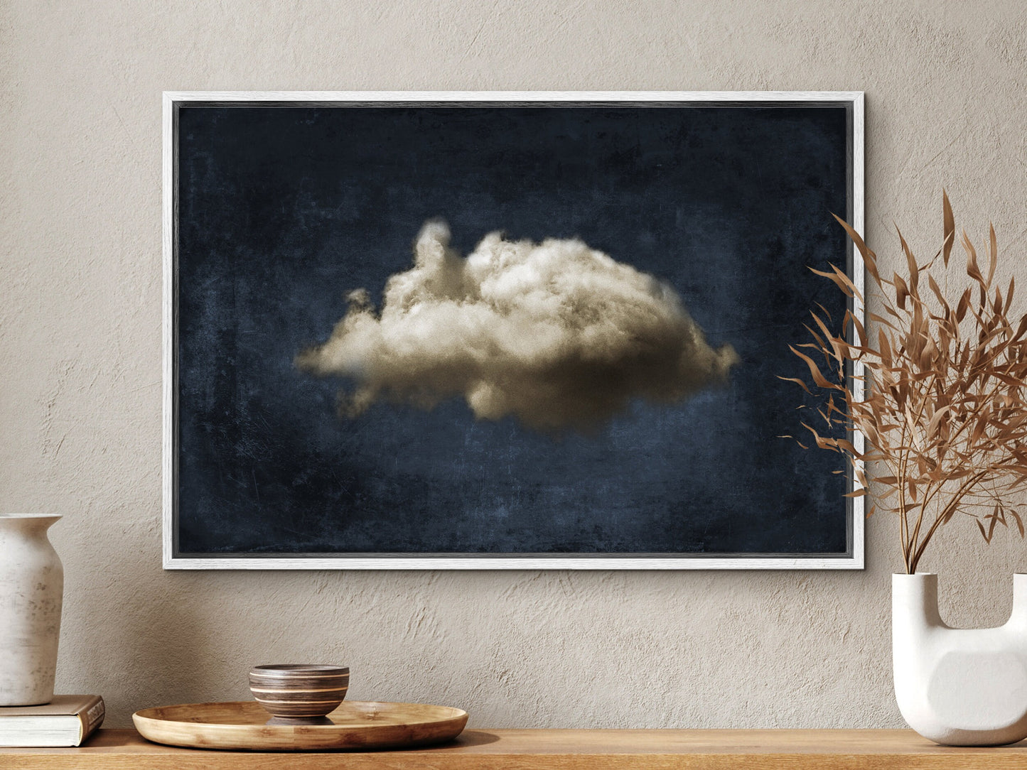 SouthandArt Abstract Clouds Wall art, Framed Canvas Art print with hanging kit CL-34