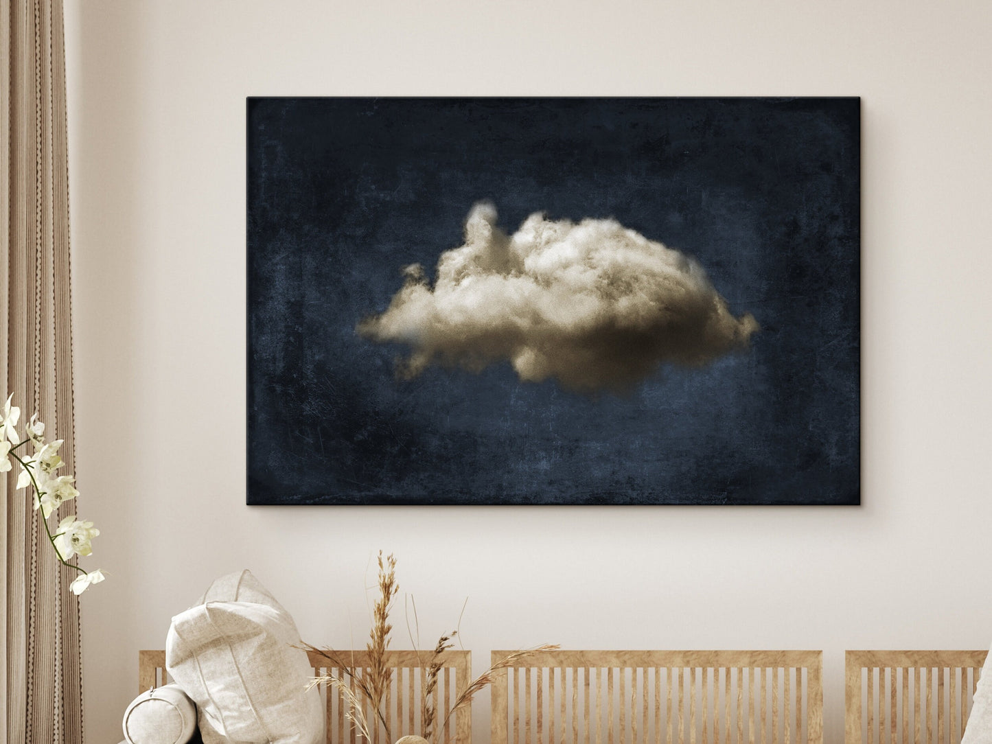 SouthandArt Abstract Clouds Wall art, Framed Canvas Art print with hanging kit CL-34