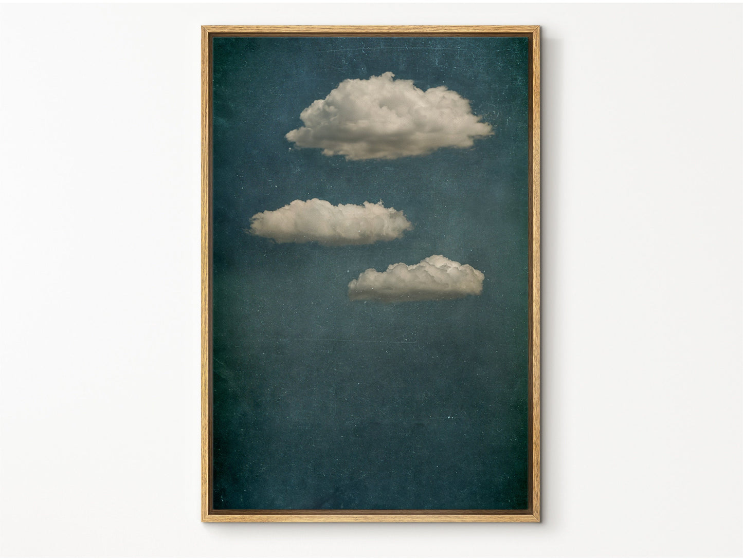 SouthandArt Vintage Moody Clouds Wall Art Print, Cloudy Sky Framed Large Gallery Art, Minimalist Art with hanging kit