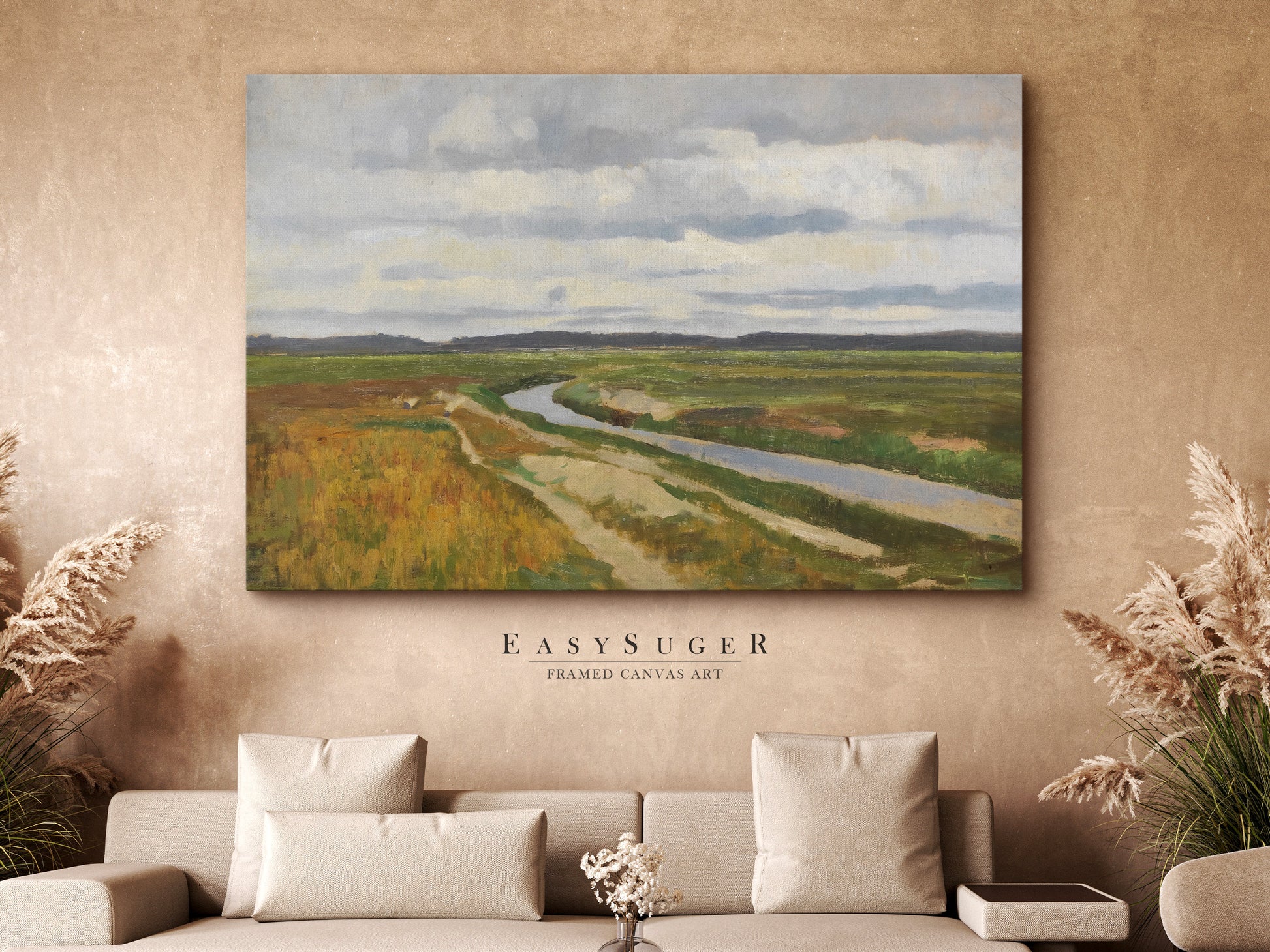 EasySuger WildField Wall Art Print, Nature Framed Large Gallery Art, Minimalist Art with hanging kit VT-12