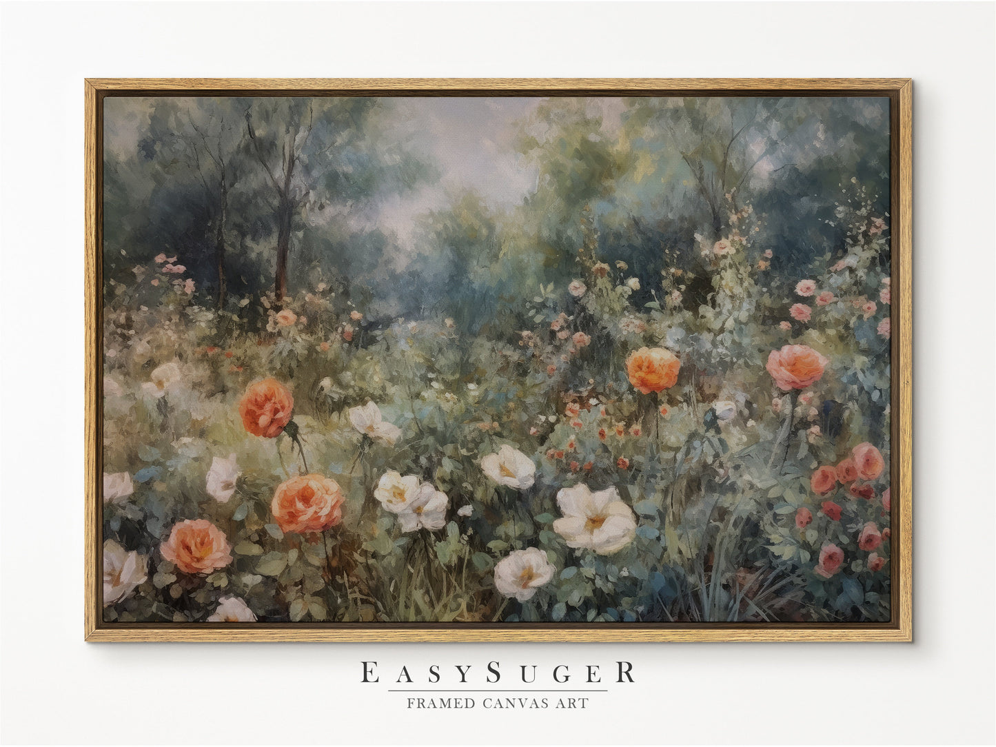 EasySuger Wildflower Field Wall Art Print, Nature Framed Large Gallery Art, Minimalist Art with hanging kit | WF12