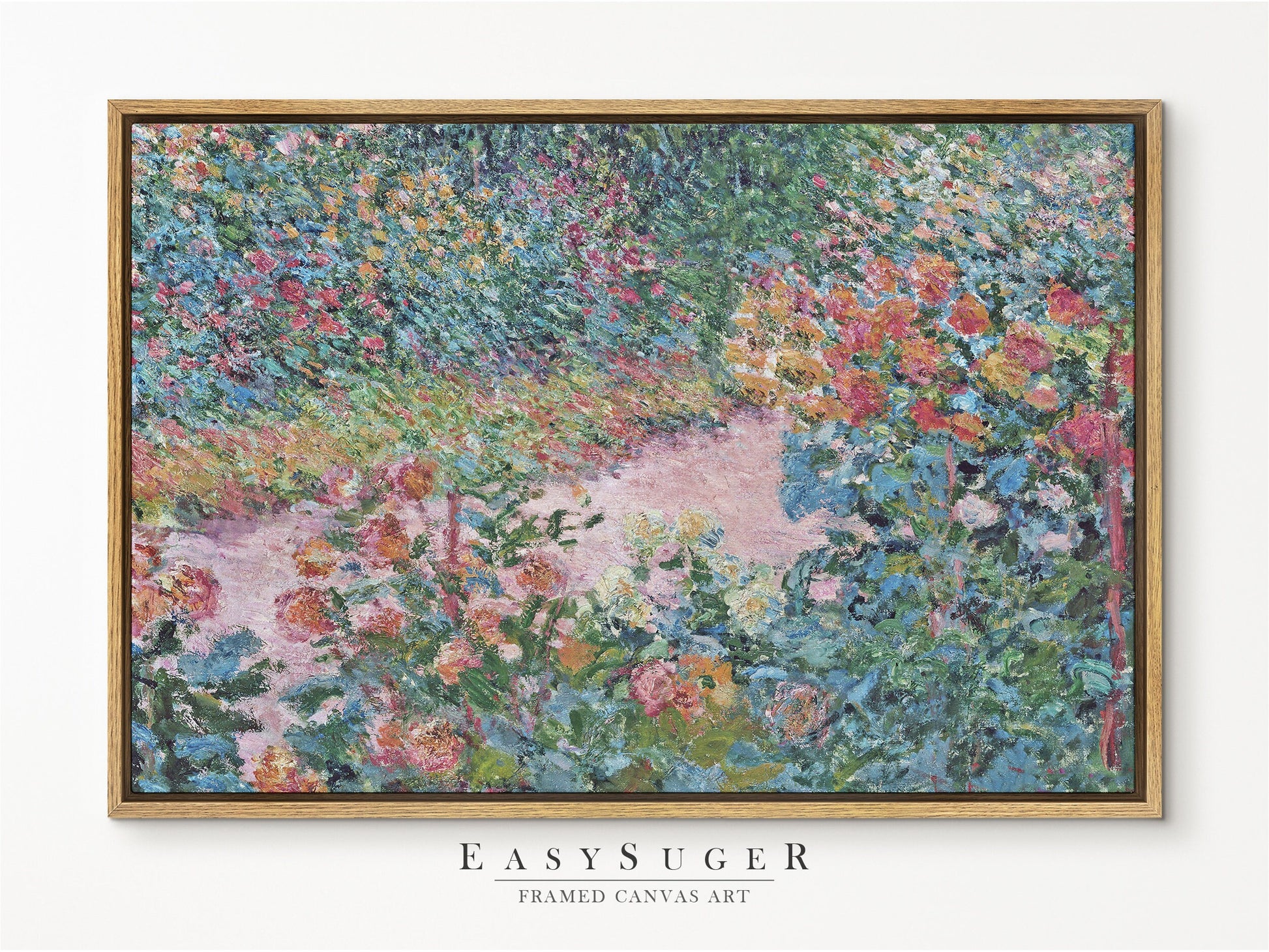 EasySuger Cottage Framed Canvas Wall art | Flowers Garden Art, Nature Framed Large Gallery Art, Minimalist Art with hanging kit