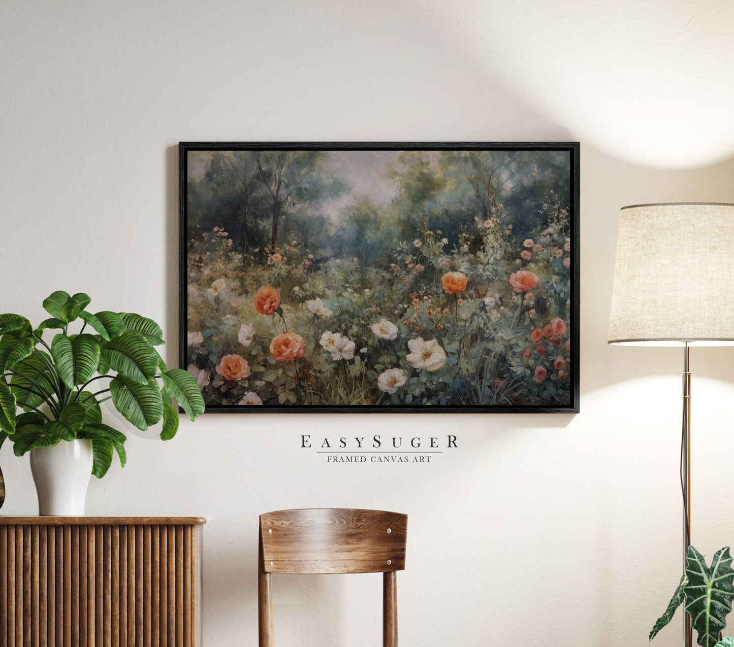 EasySuger Wildflower Field Wall Art Print, Nature Framed Large Gallery Art, Minimalist Art with hanging kit | WF12