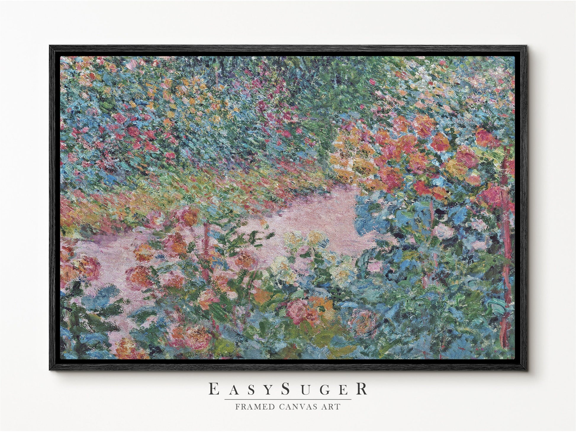 EasySuger Cottage Framed Canvas Wall art | Flowers Garden Art, Nature Framed Large Gallery Art, Minimalist Art with hanging kit