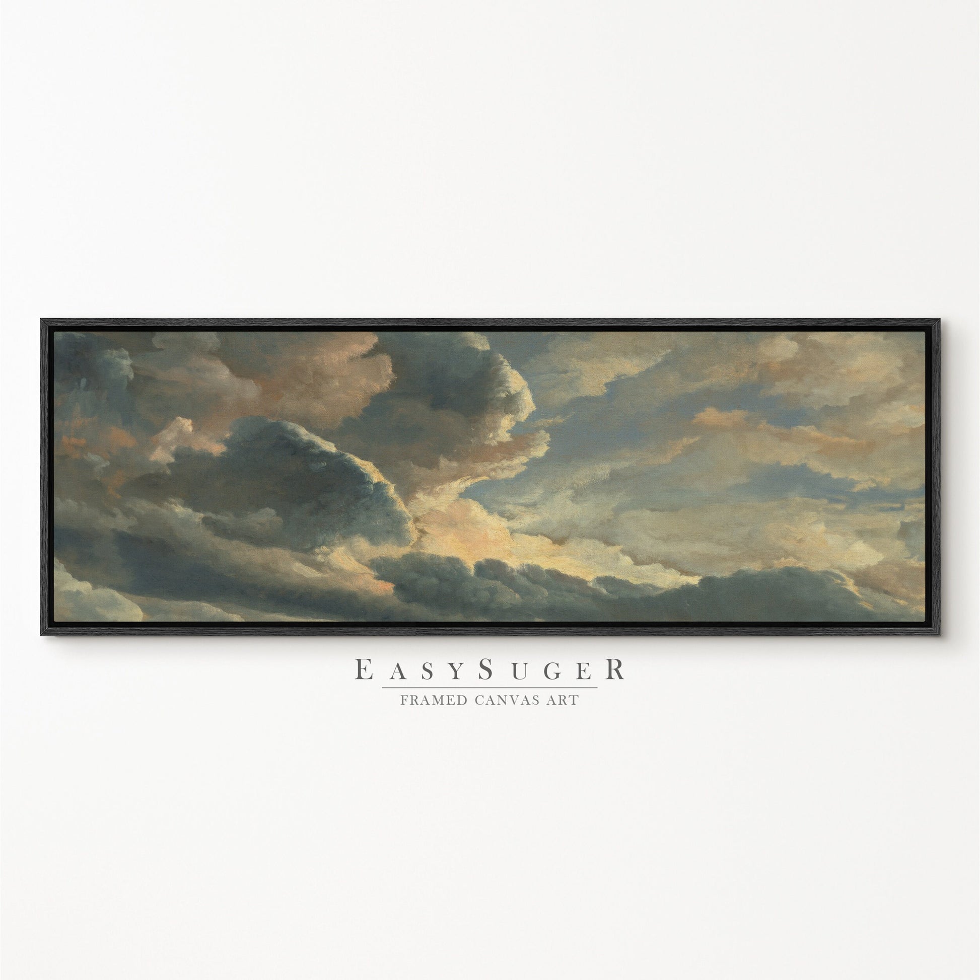 EasySuger Cloudy Art Skyscape Oil Painting Framed Canvas Print | with hanging kit | UW7