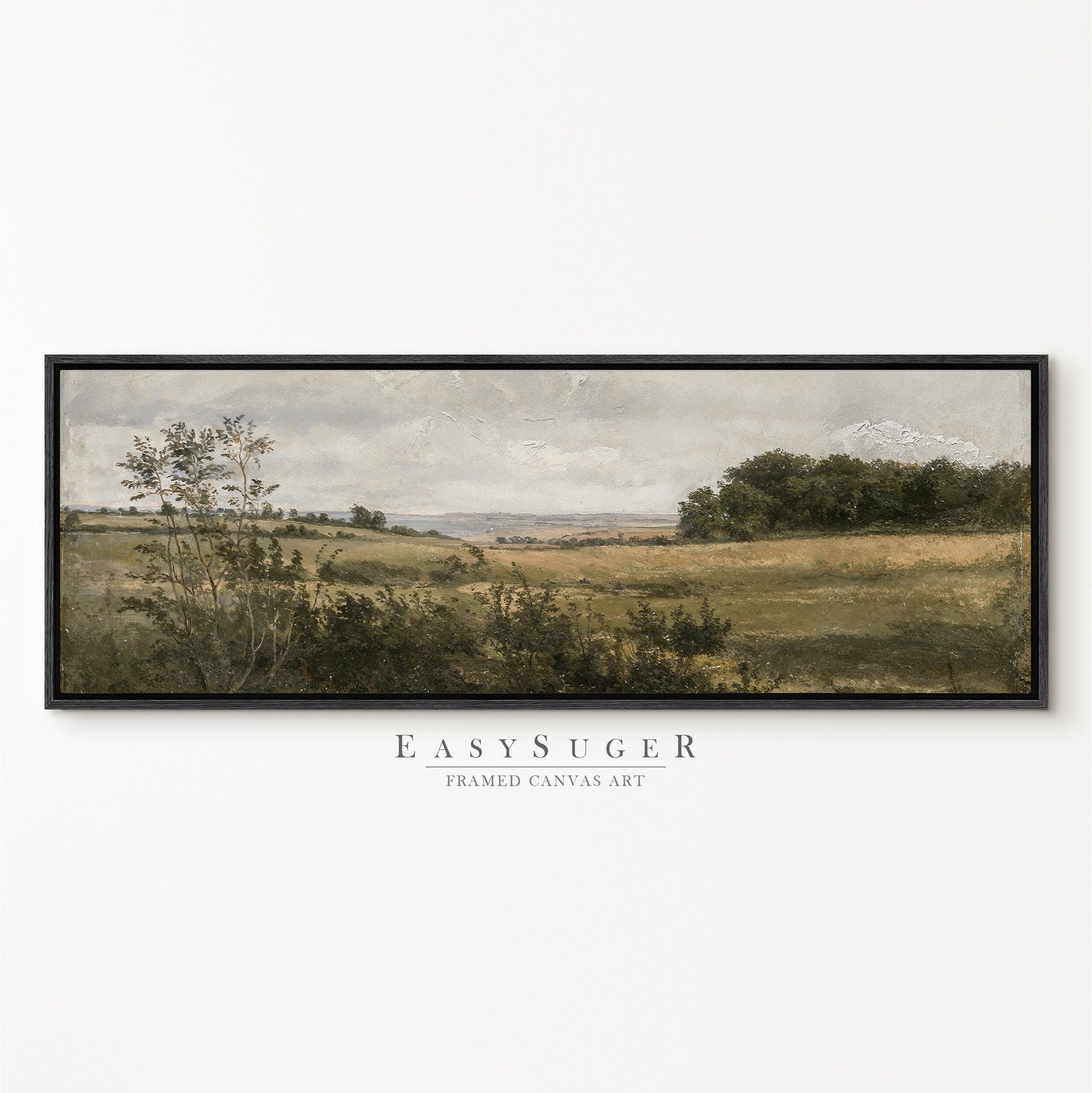 EasySuger Ultra Wide Vintage Wildfield Framed Canvas Print | with hanging kit | UWF31