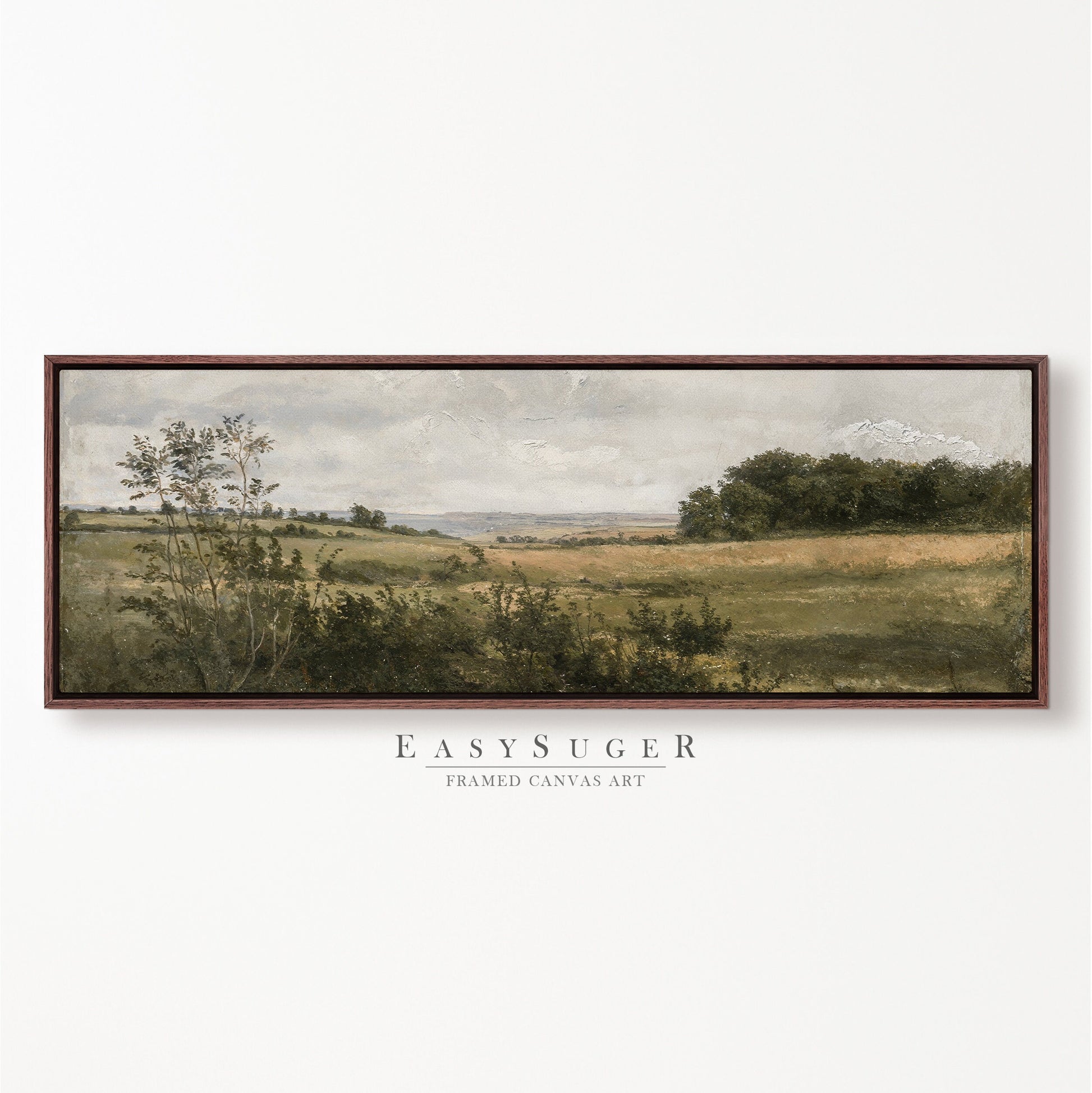 EasySuger Ultra Wide Vintage Wildfield Framed Canvas Print | with hanging kit | UWF31