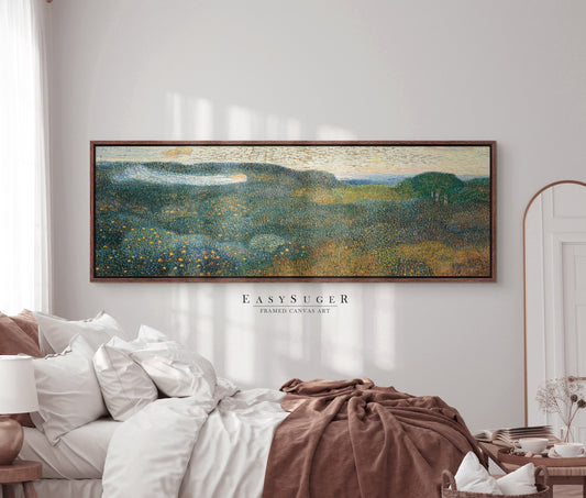 EasySuger Ultra Wide Impression Wlidflower field Framed Canvas Print | with hanging kit | WF24