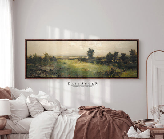 EasySuger Ultra Wide Vintage Wildfield Framed Canvas Print | with hanging kit | UWF23