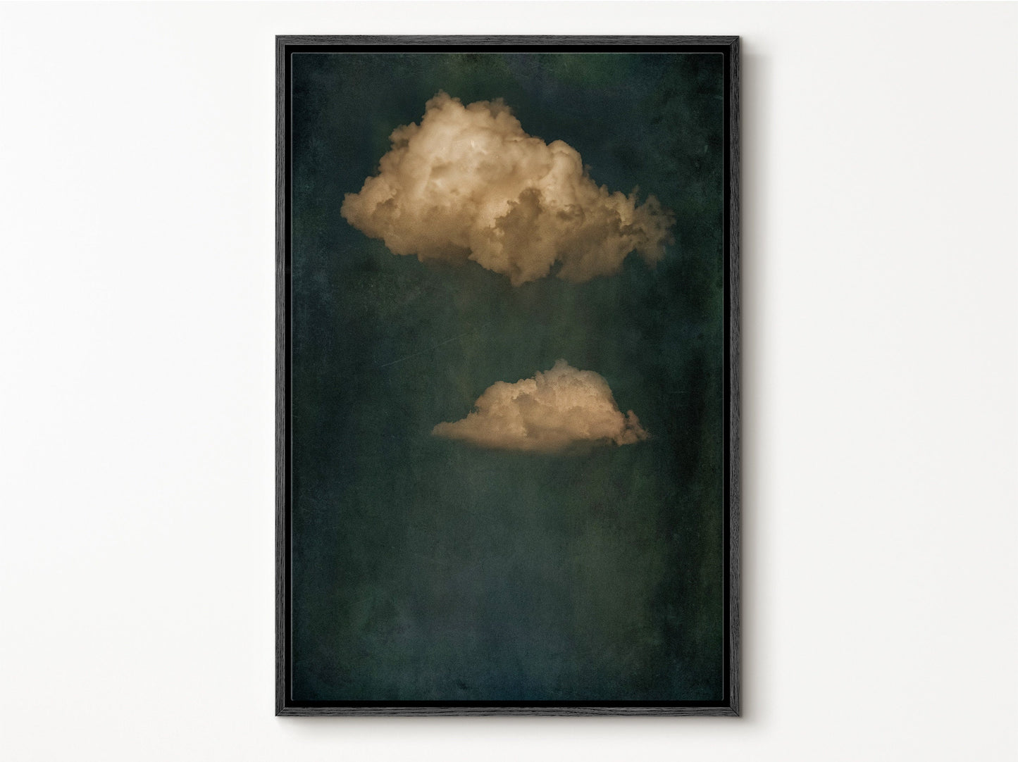 SouthandArt Vintage Moody Clouds Wall Art Print, Cloudy Sky Framed Large Gallery Art, Minimalist Art with hanging kit GC8