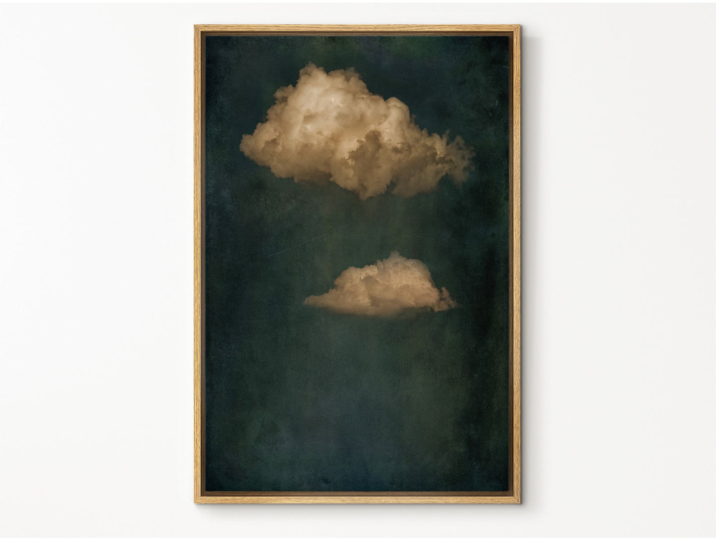 SouthandArt Vintage Moody Clouds Wall Art Print, Cloudy Sky Framed Large Gallery Art, Minimalist Art with hanging kit GC8